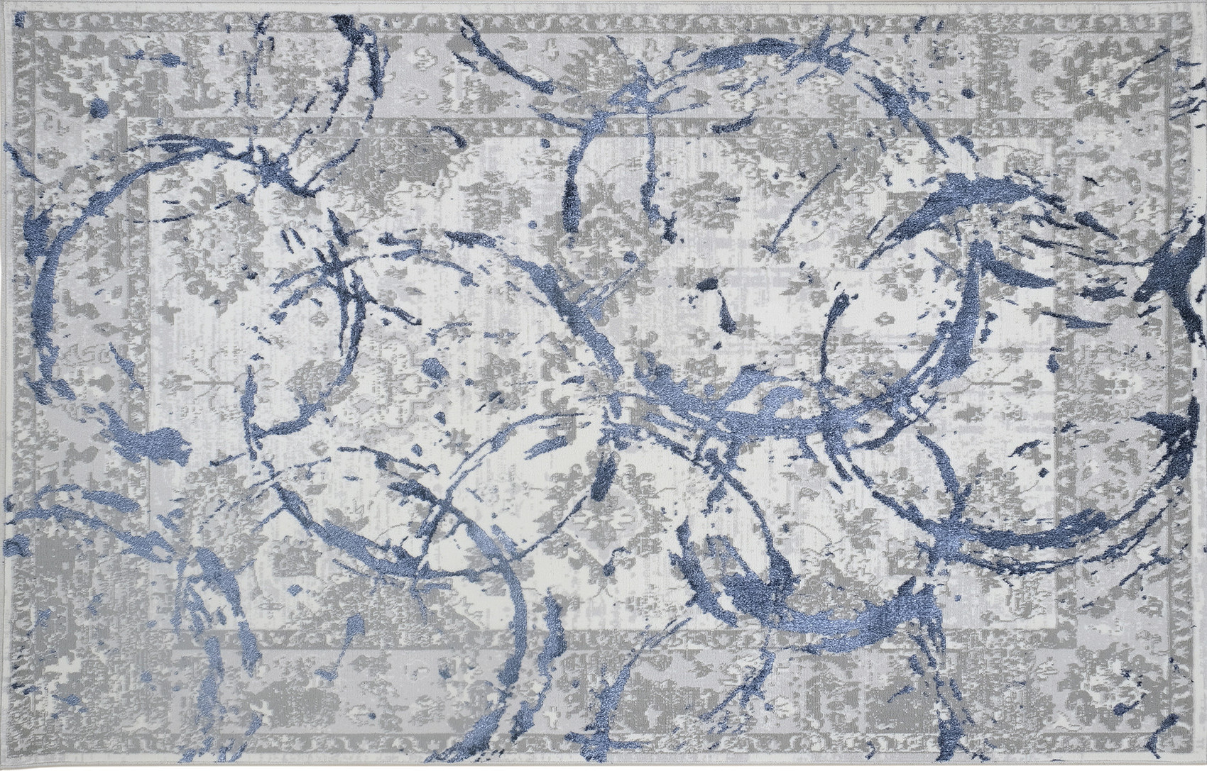 4" X 6" Blue and Gray Abstract Area Rug
