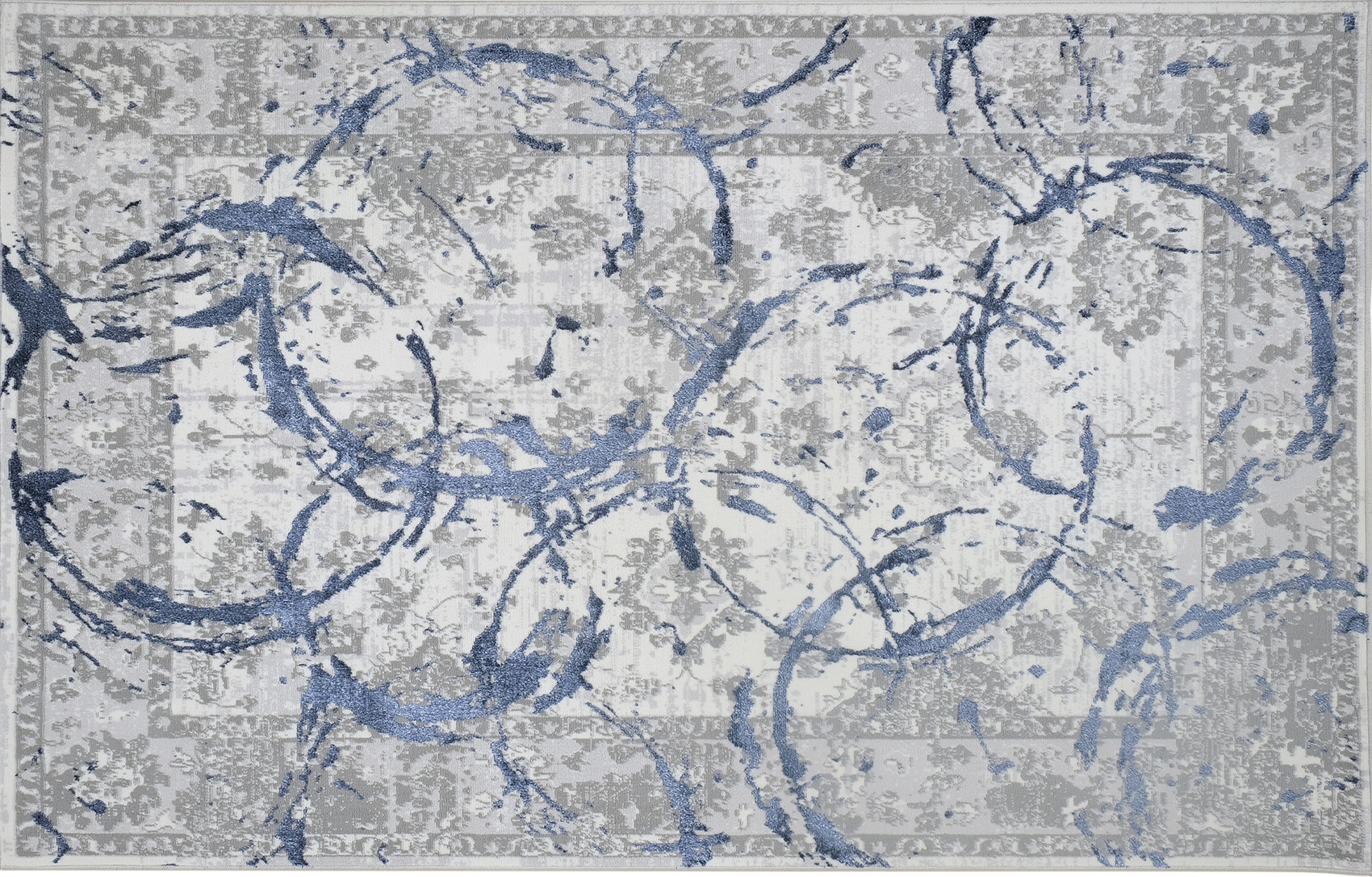 9" X 12" Blue and Gray Abstract Area Rug