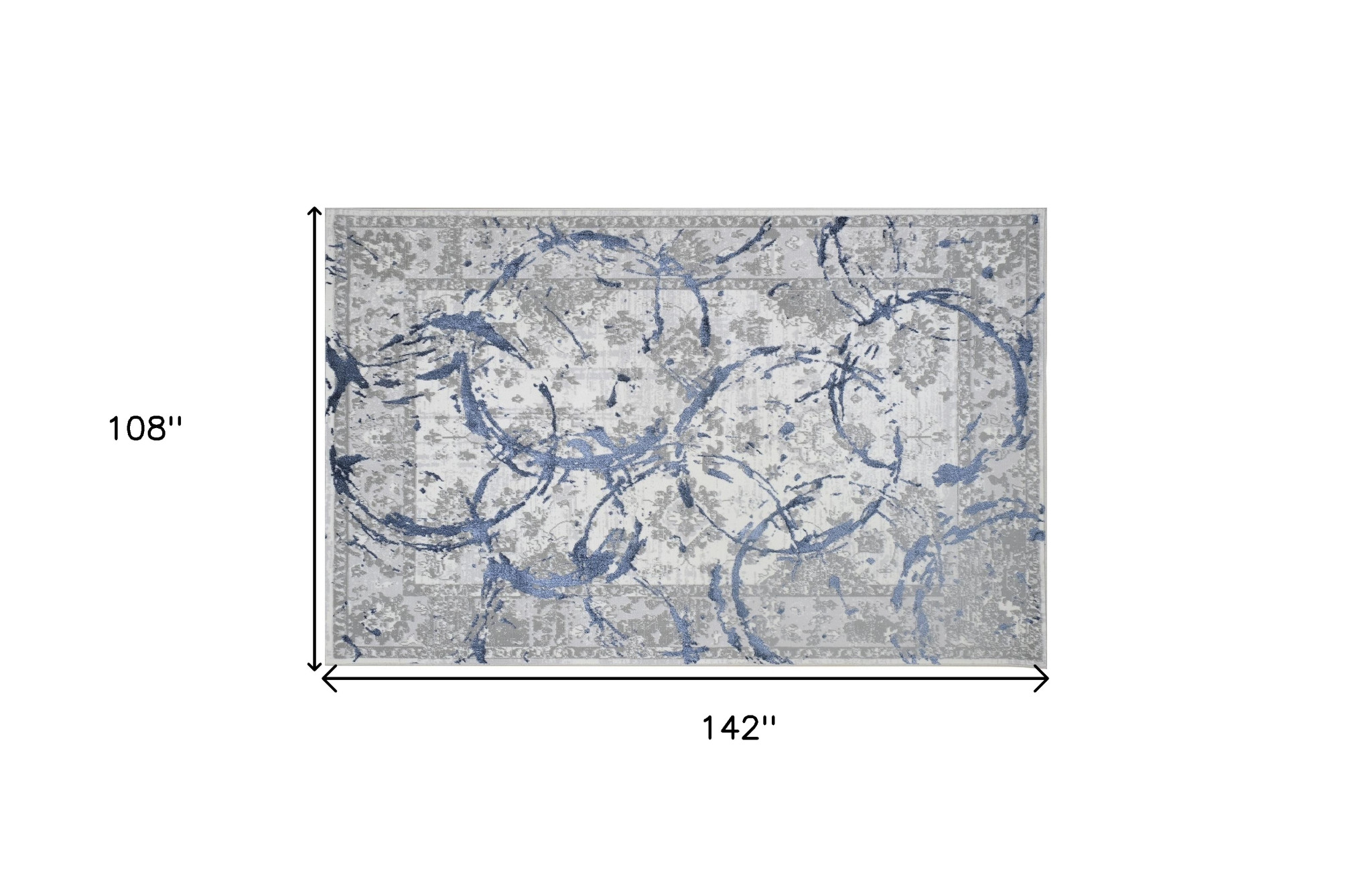 9" X 12" Blue and Gray Abstract Area Rug
