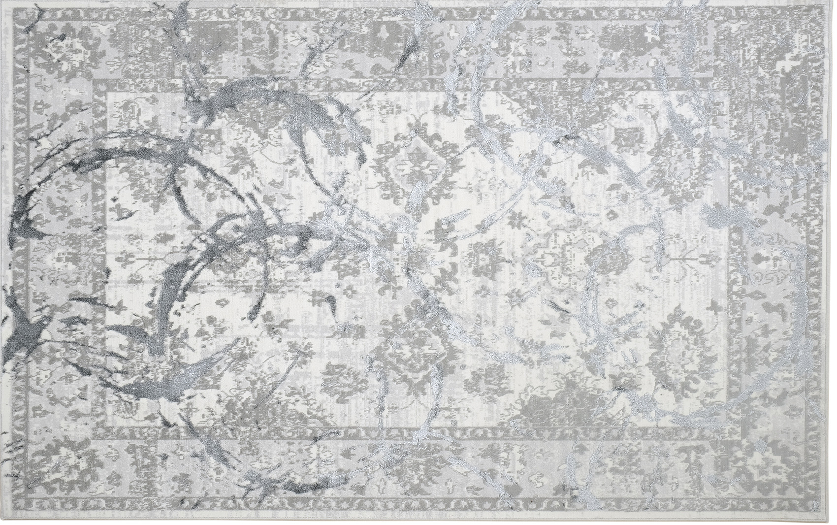3" X 5" Gray and Silver Abstract Area Rug