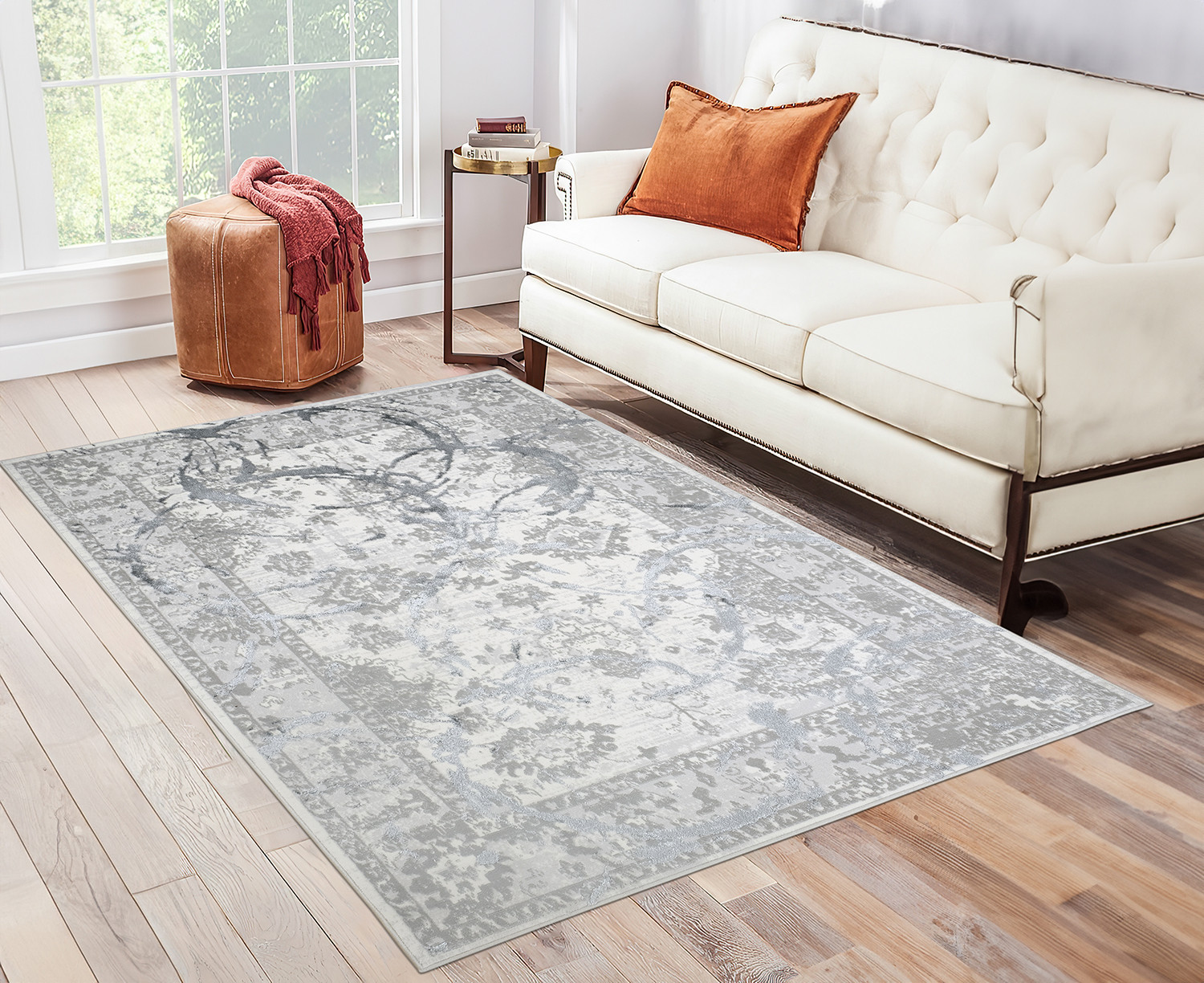 3" X 5" Gray and Silver Abstract Area Rug