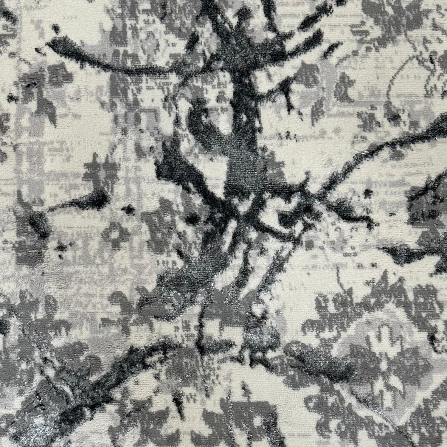 3" X 5" Gray and Silver Abstract Area Rug