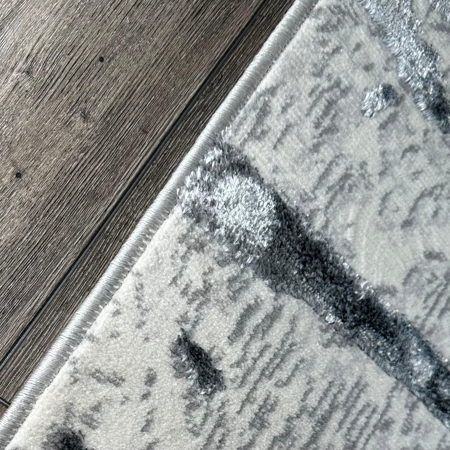 3" X 5" Gray and Silver Abstract Area Rug