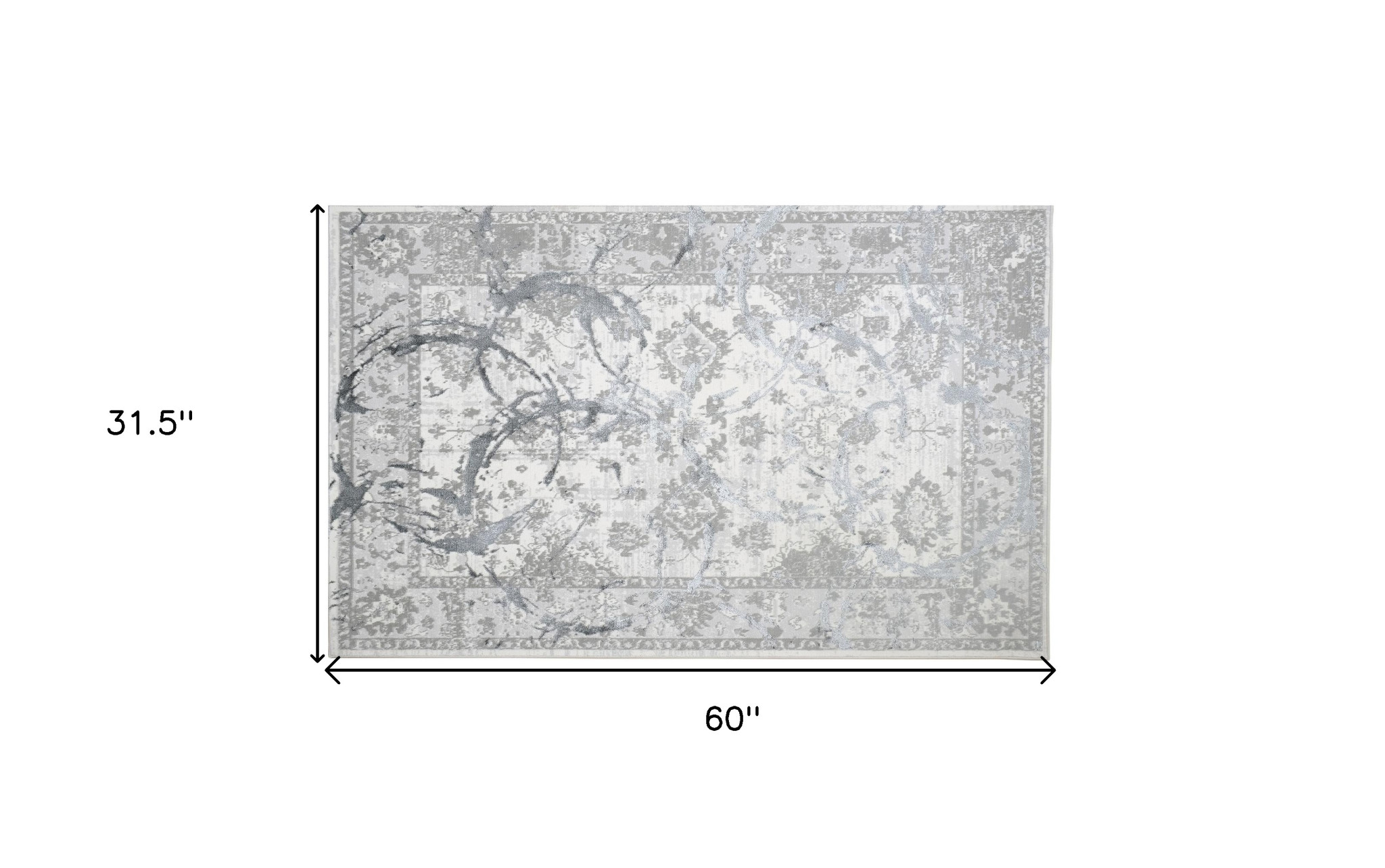 3" X 5" Gray and Silver Abstract Area Rug