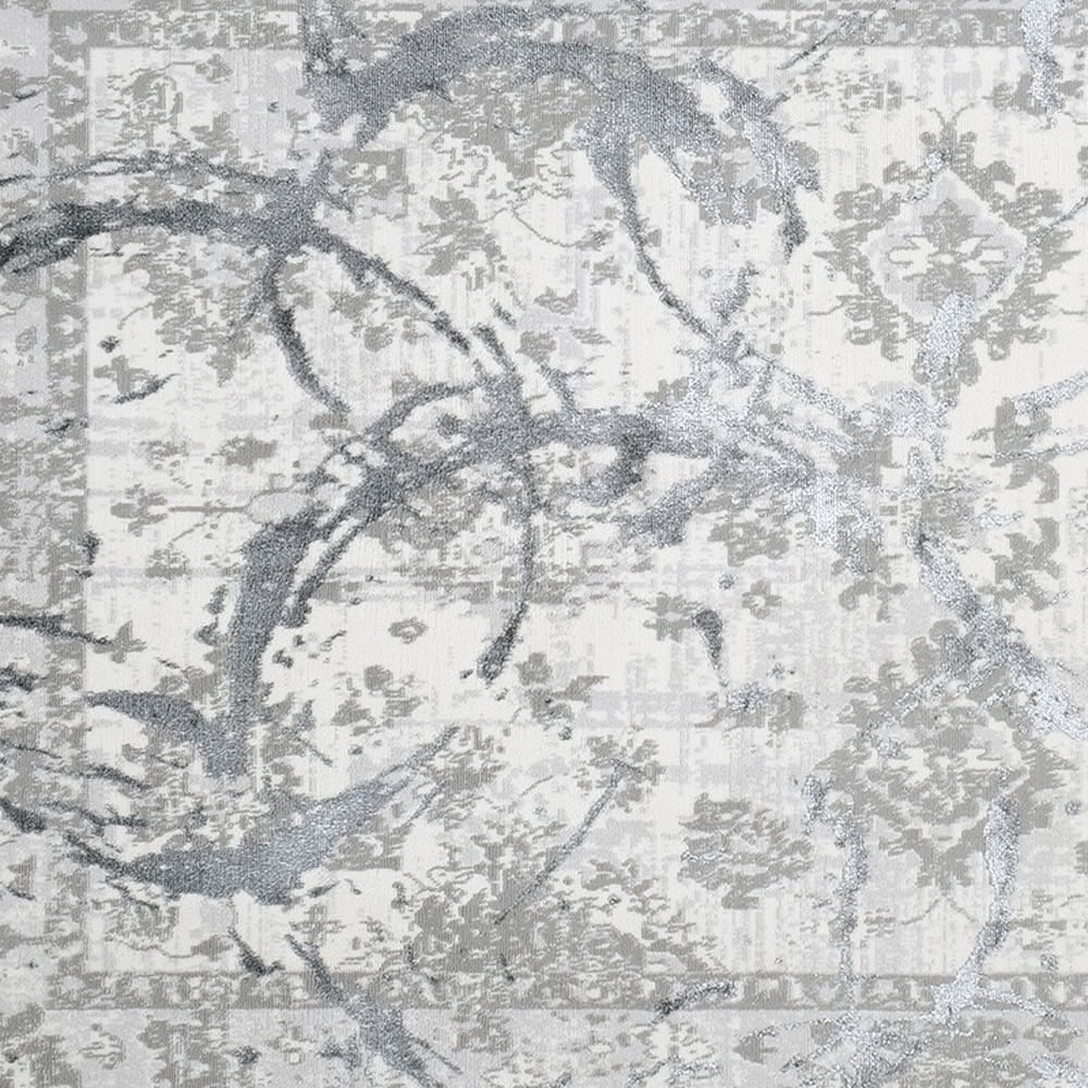 3" X 5" Gray and Silver Abstract Area Rug