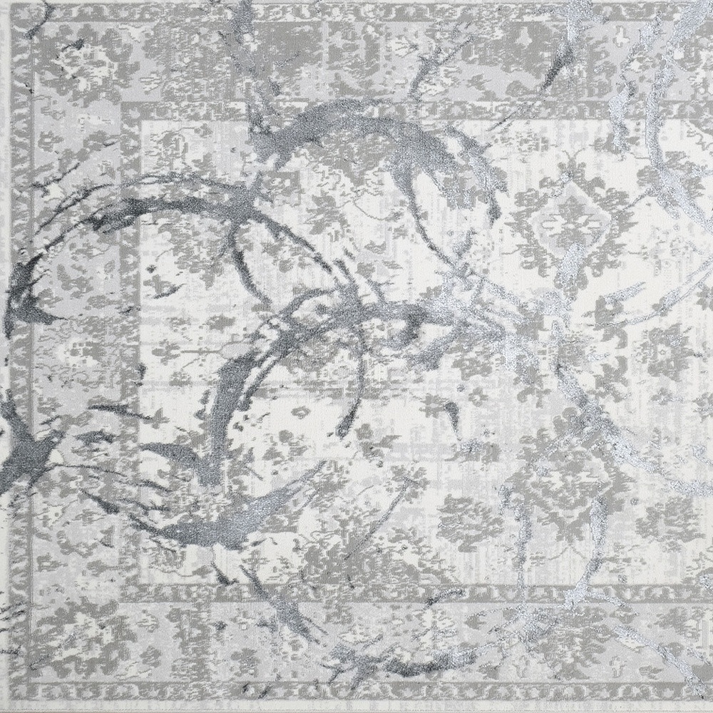 3" X 5" Gray and Silver Abstract Area Rug