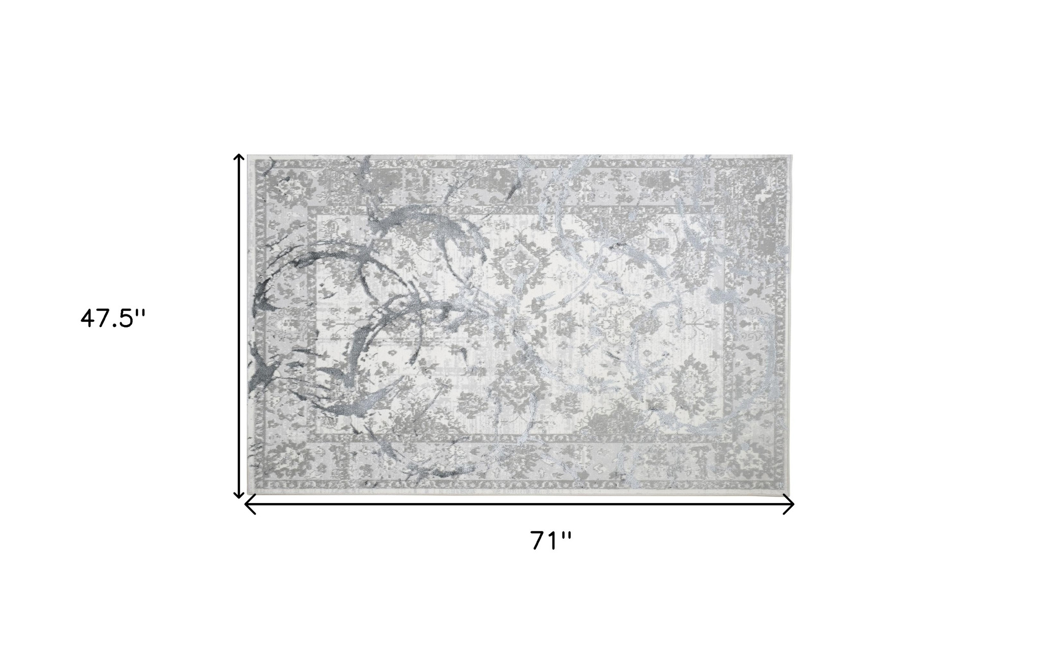 4" X 6" Gray and Silver Abstract Area Rug