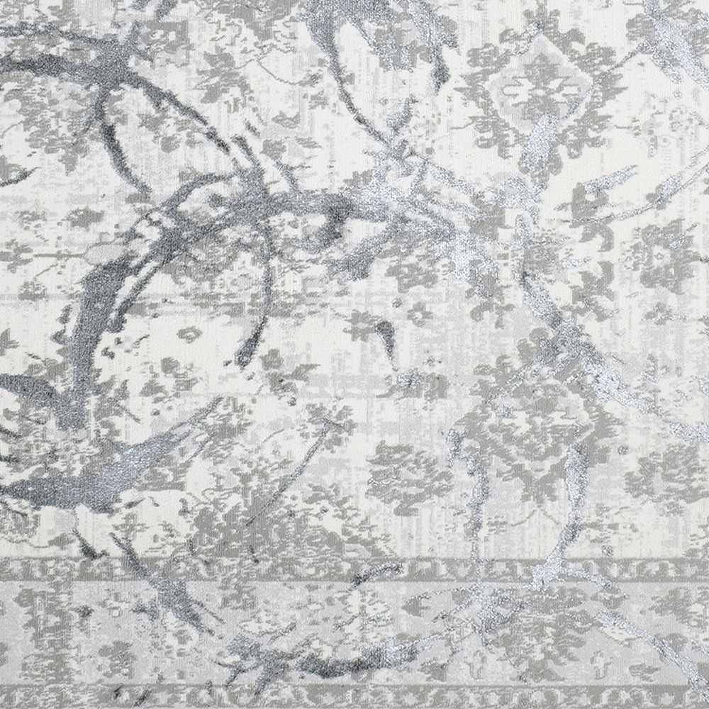 4" X 6" Gray and Silver Abstract Area Rug