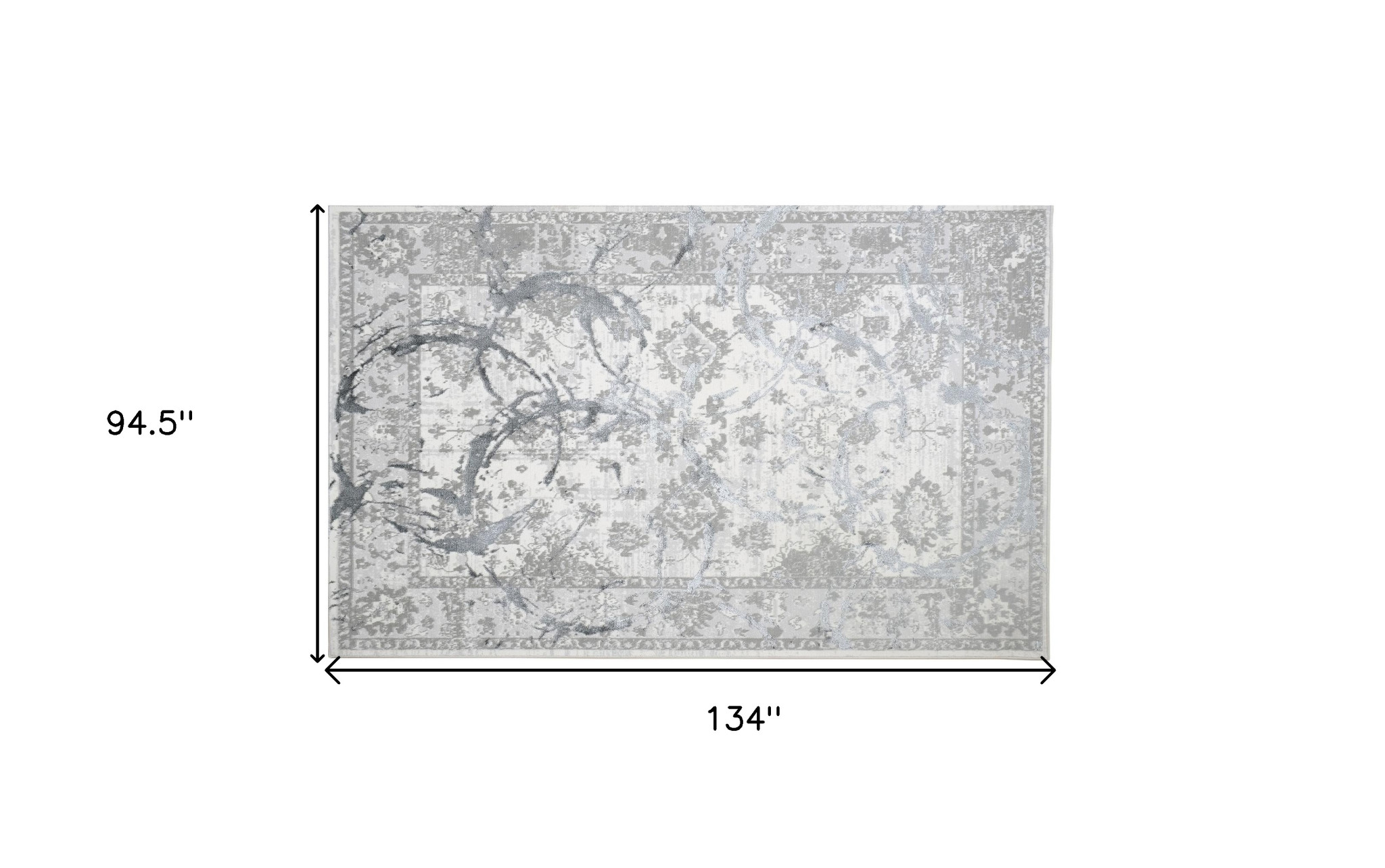 8" X 11" Gray and Silver Abstract Area Rug