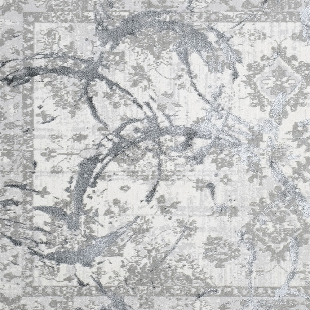 8" X 11" Gray and Silver Abstract Area Rug