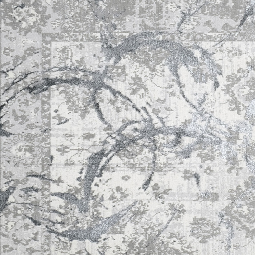 9" X 12" Gray and Silver Abstract Area Rug