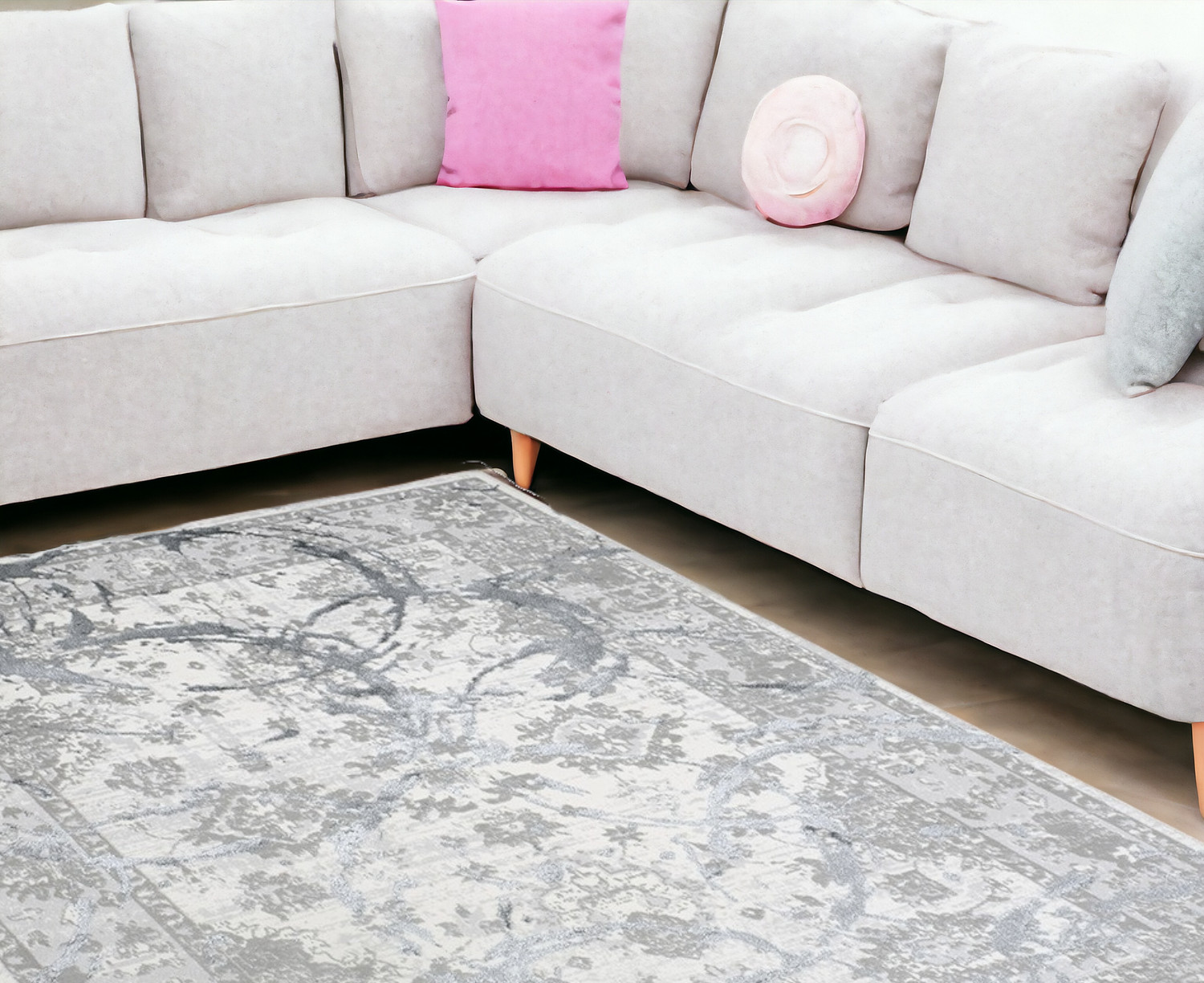 9" X 12" Gray and Silver Abstract Area Rug