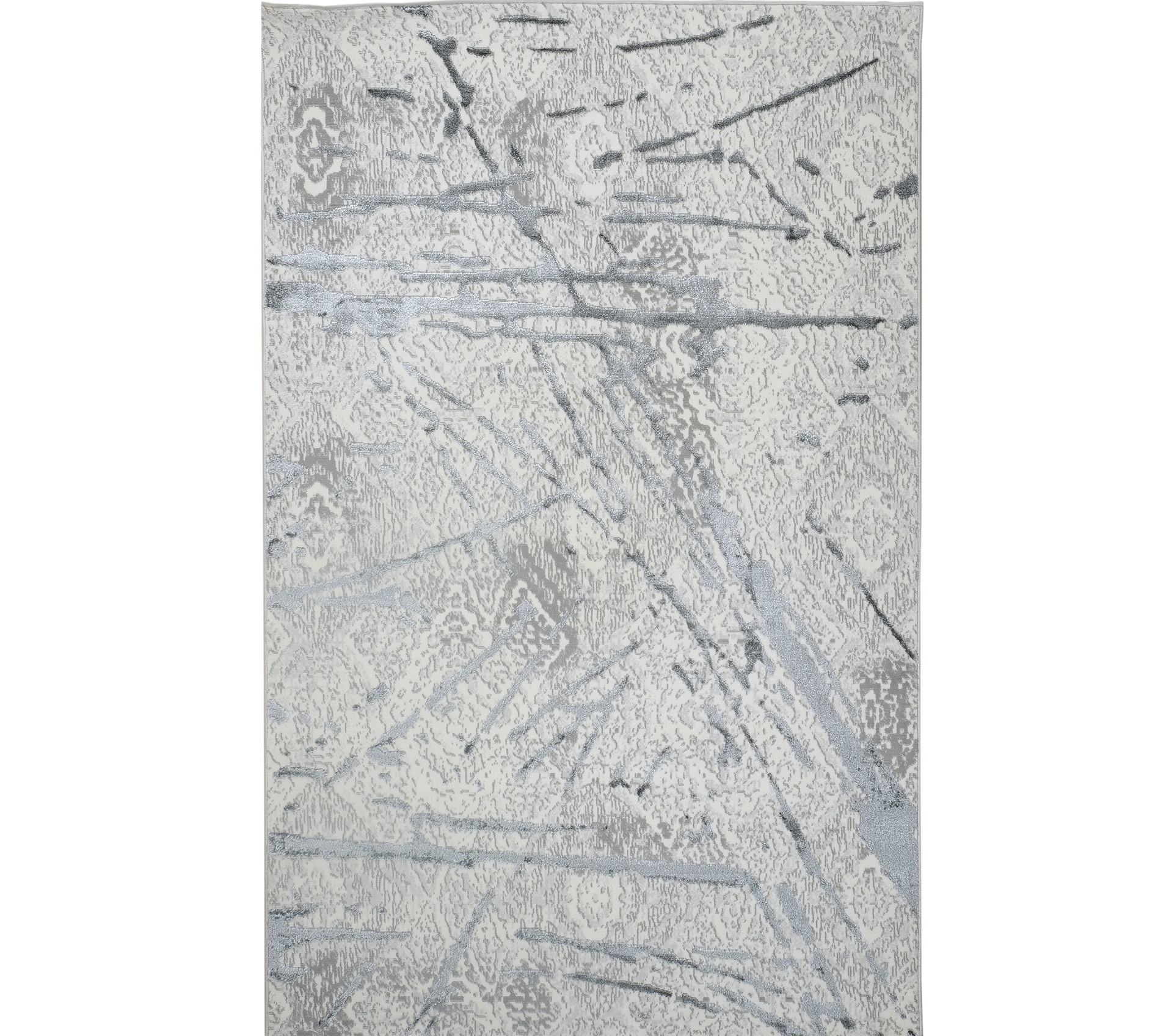 4" X 6" Gray and Silver Abstract Area Rug