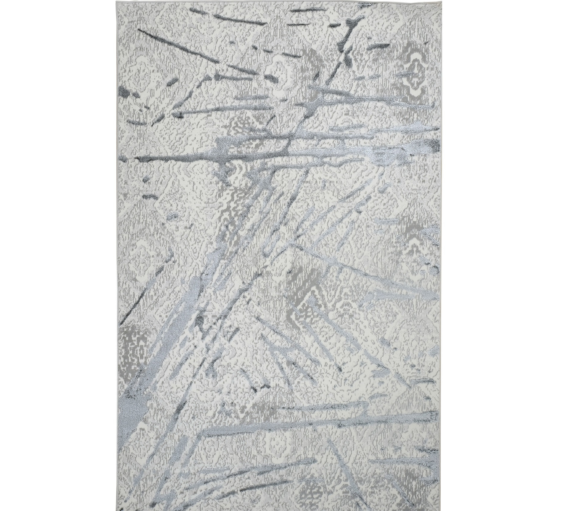 4" X 6" Gray and Silver Abstract Area Rug