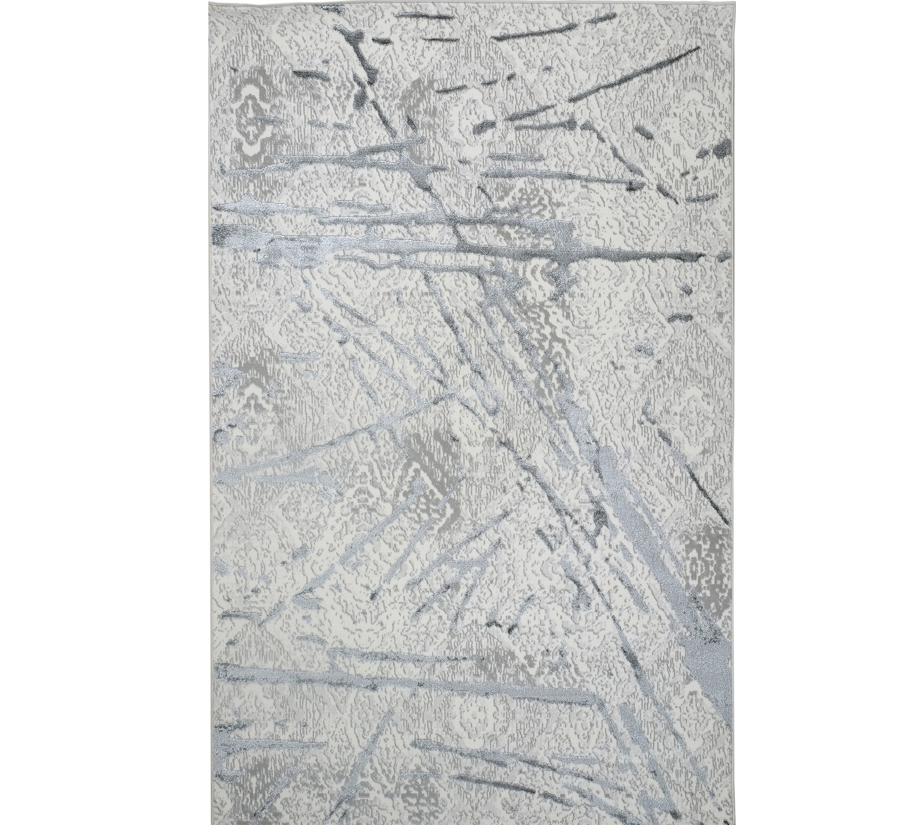 5" X 8" Gray and Silver Abstract Area Rug