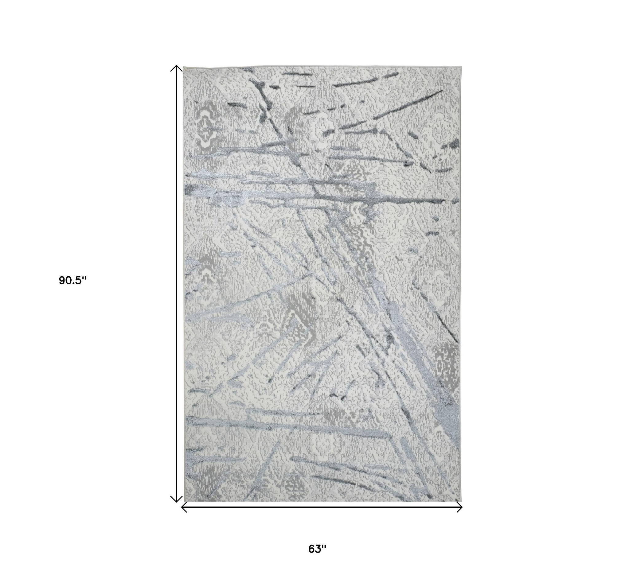 5" X 8" Gray and Silver Abstract Area Rug