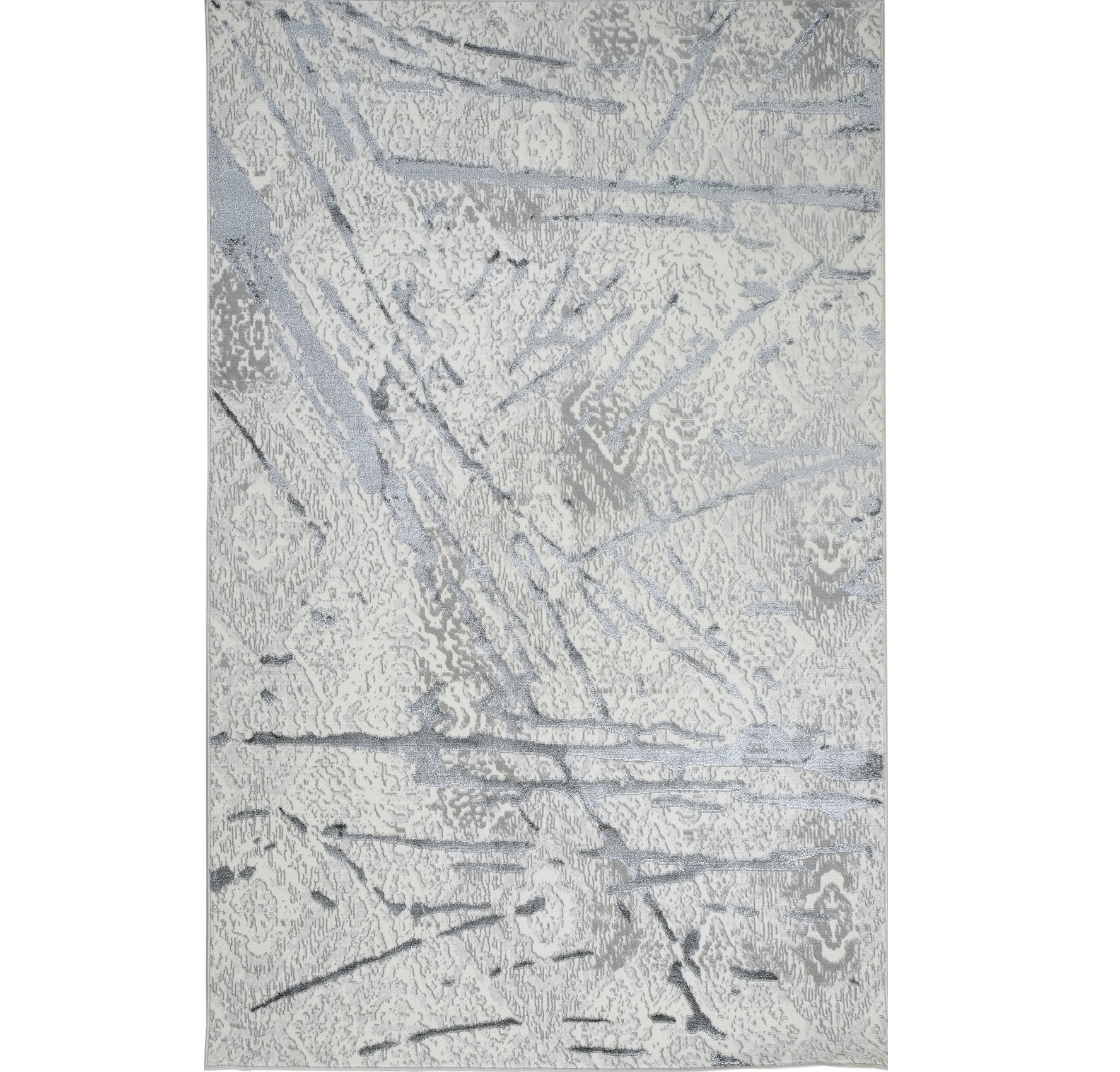 8" X 11" Gray and Silver Abstract Area Rug