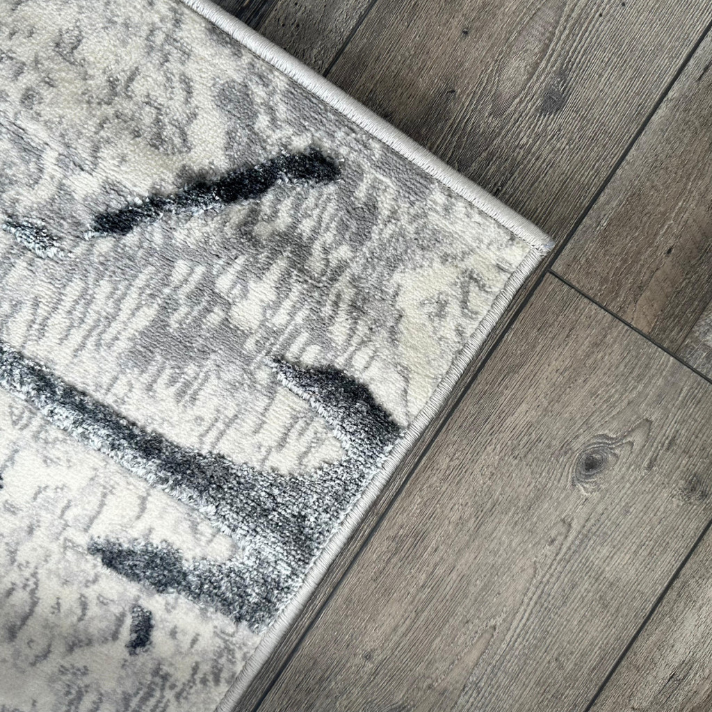 9" X 12" Gray and Silver Abstract Area Rug
