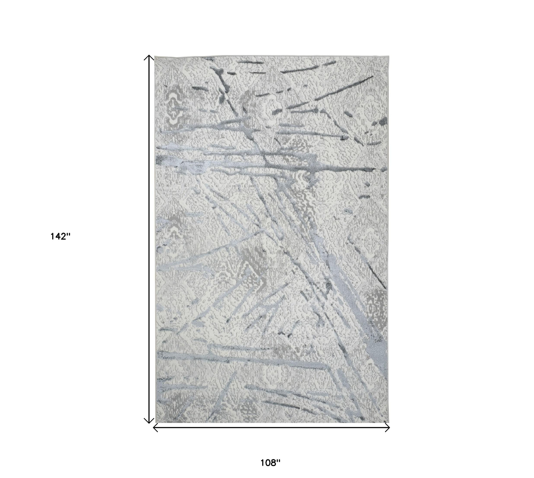 9" X 12" Gray and Silver Abstract Area Rug