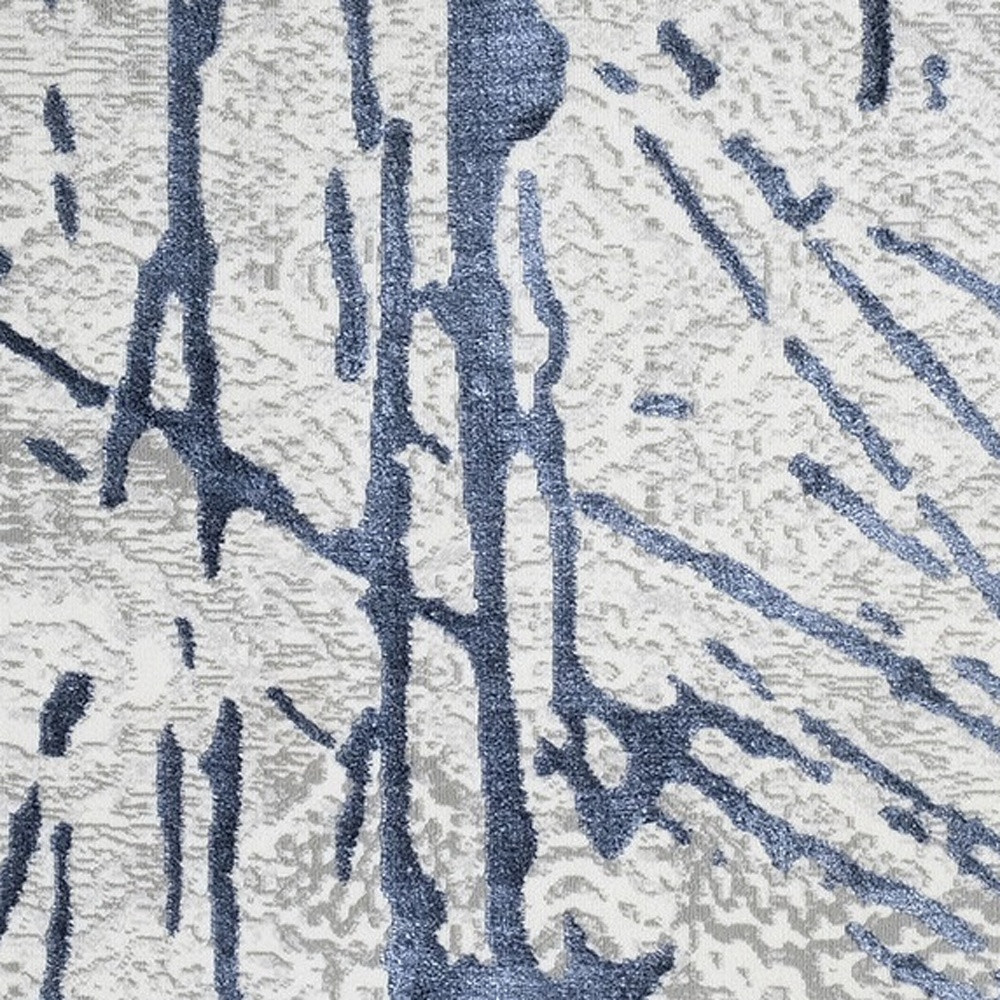 4" X 6" Ivory and Blue Abstract Area Rug