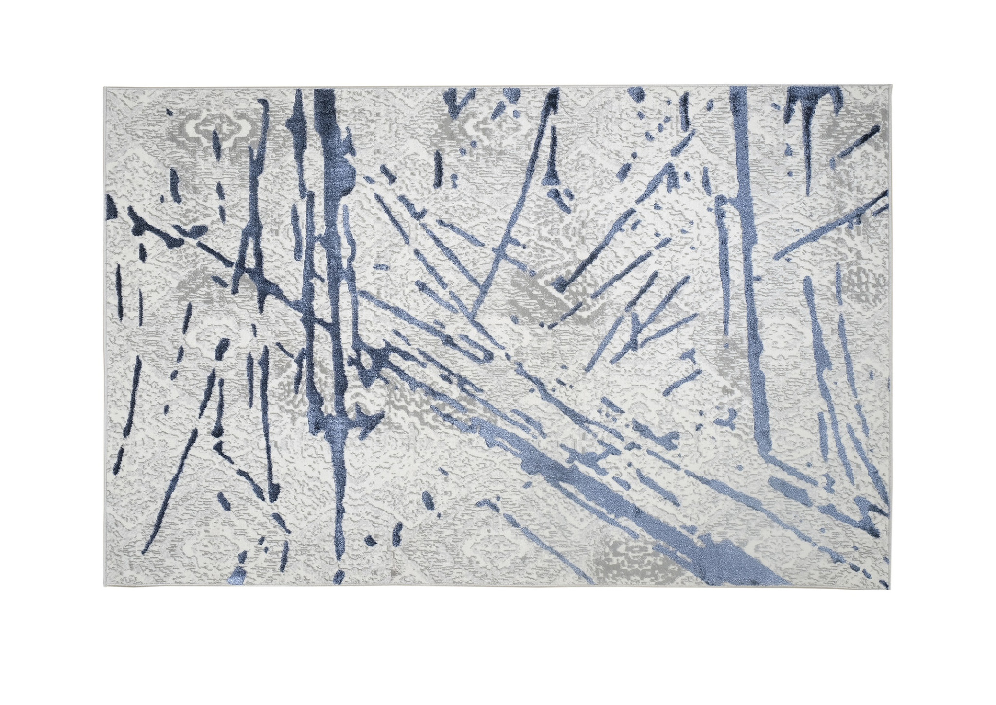 4" X 6" Ivory and Blue Abstract Area Rug