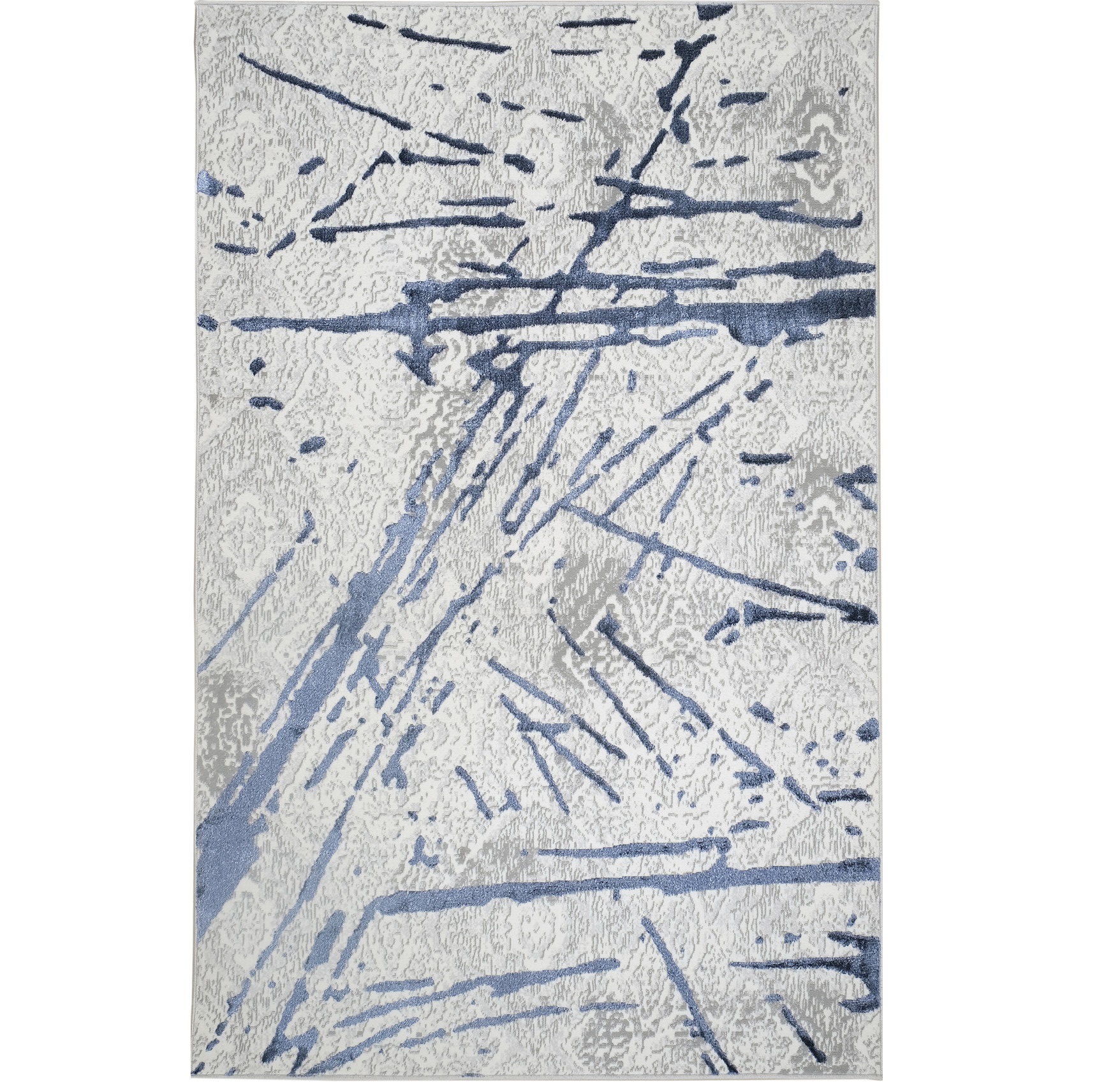 5" X 8" Ivory and Blue Abstract Area Rug