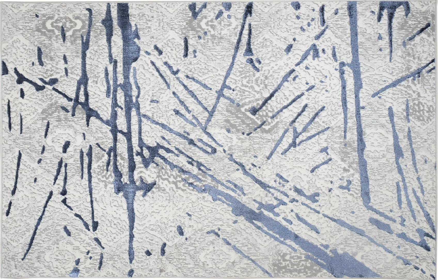 8" X 11" Ivory and Blue Abstract Area Rug