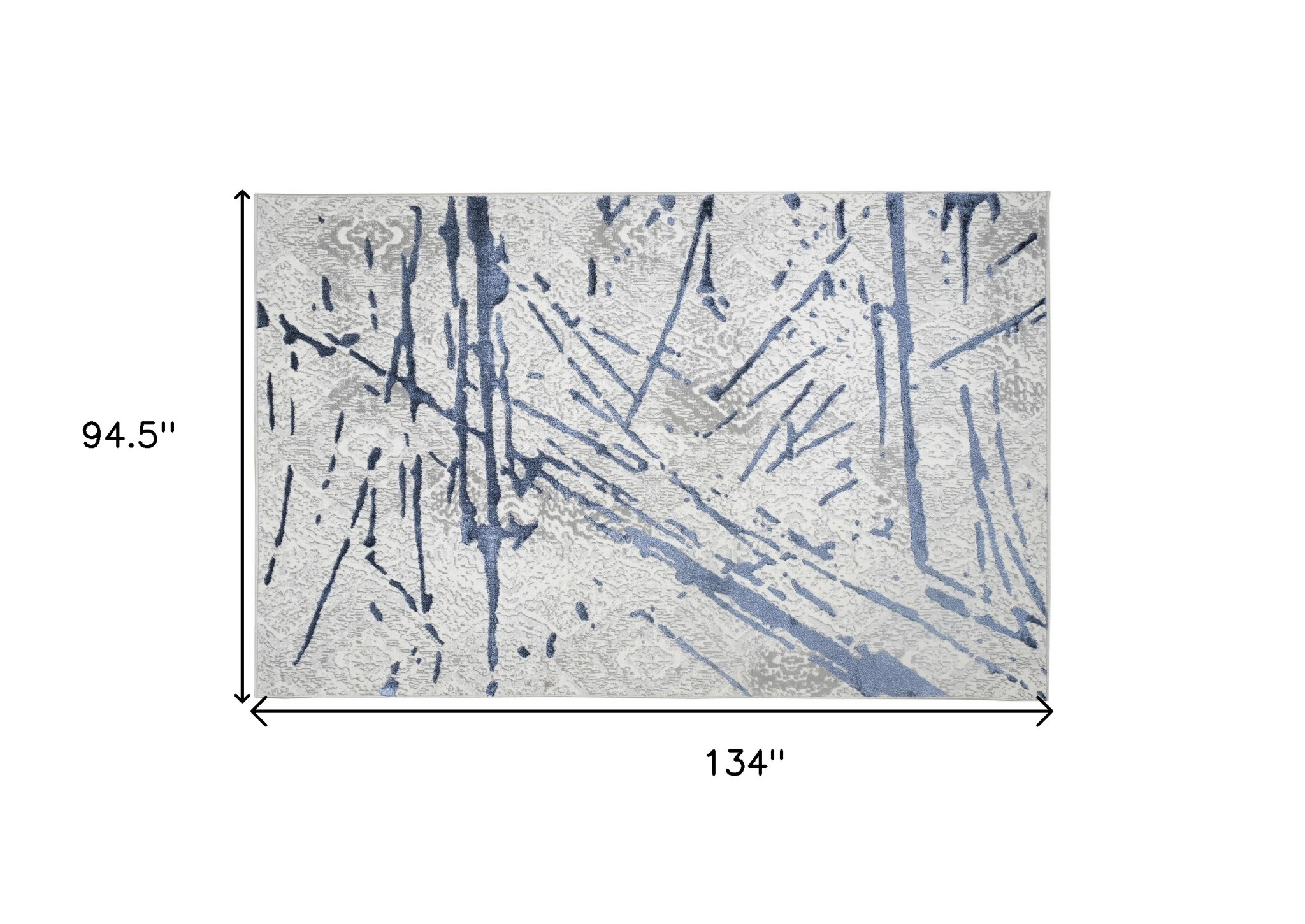 8" X 11" Ivory and Blue Abstract Area Rug