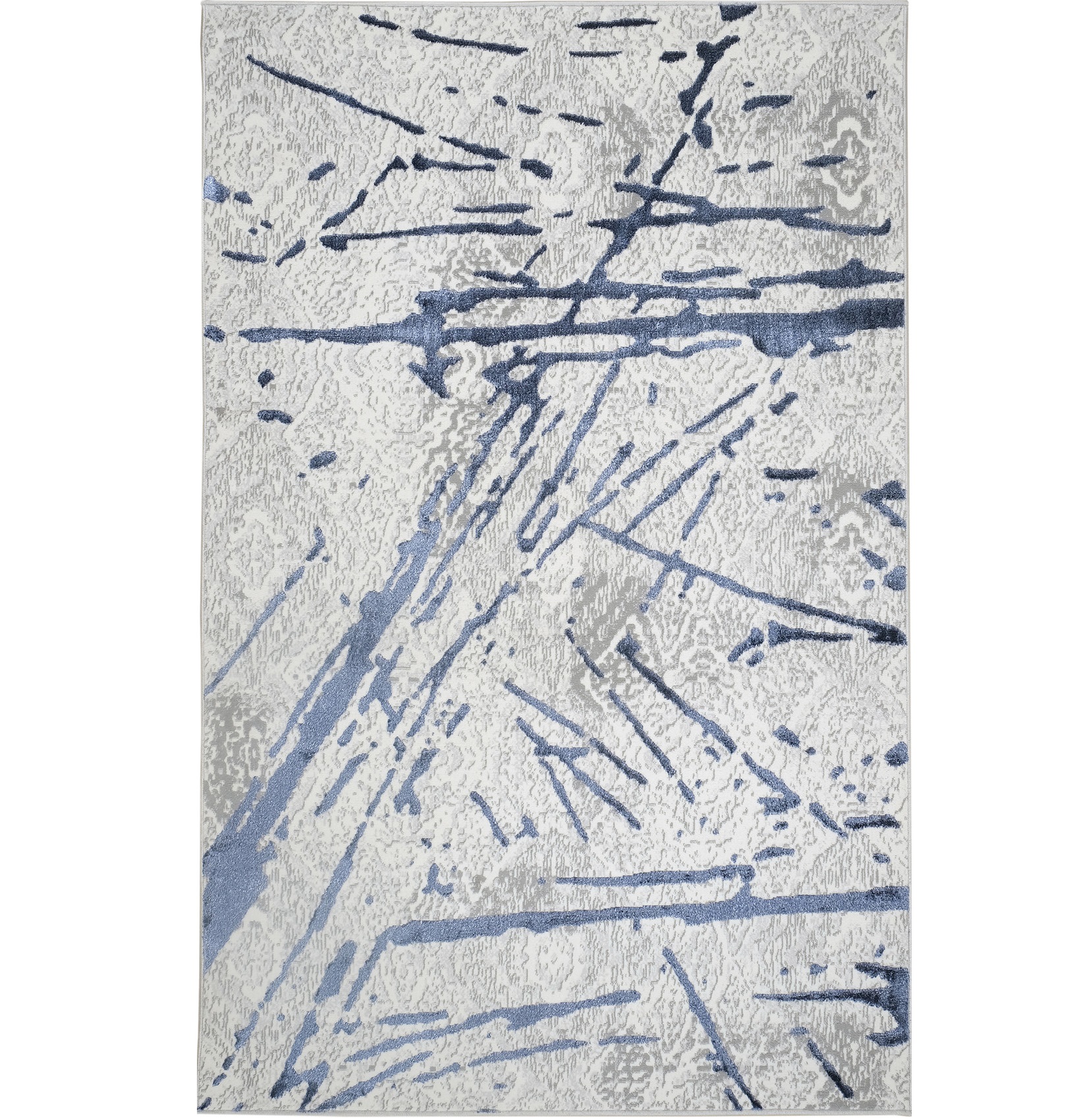 9" X 12" Ivory and Blue Abstract Area Rug