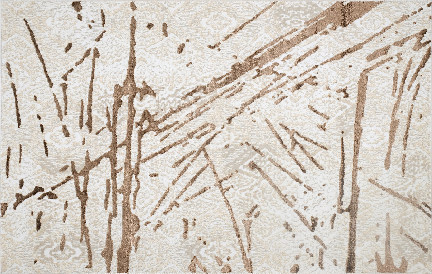 3" X 5" Ivory and Brown Abstract Area Rug