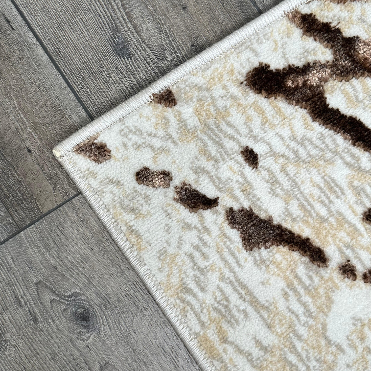 3" X 5" Ivory and Brown Abstract Area Rug
