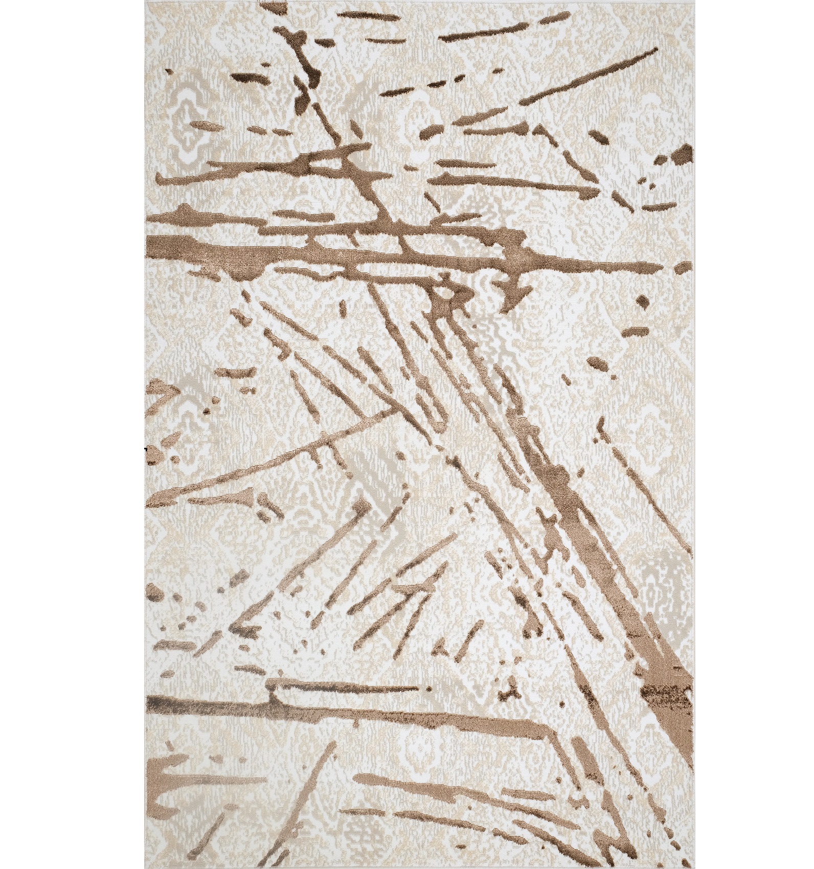 3" X 5" Ivory and Brown Abstract Area Rug