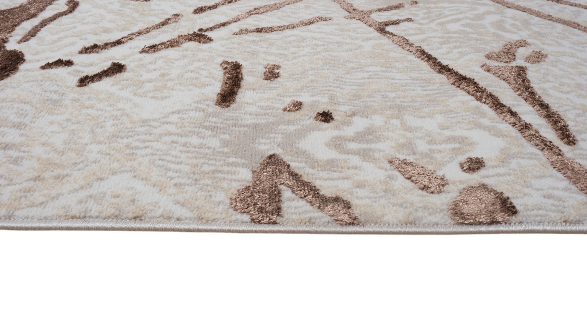 3" X 5" Ivory and Brown Abstract Area Rug