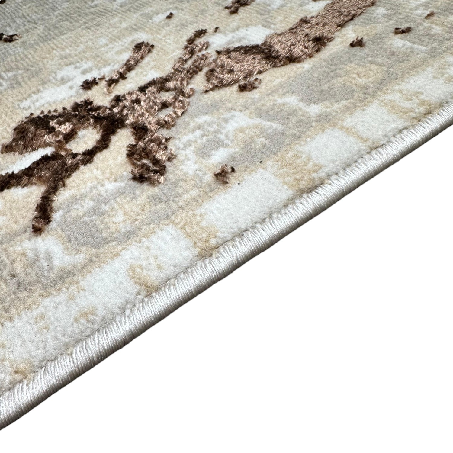 3" X 5" Ivory and Brown Abstract Area Rug
