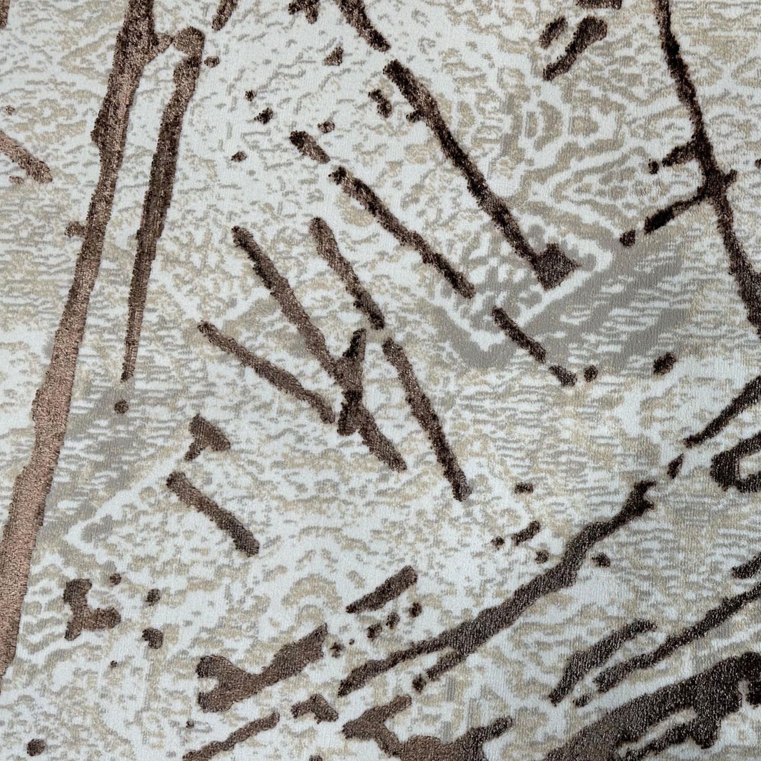 3" X 5" Ivory and Brown Abstract Area Rug