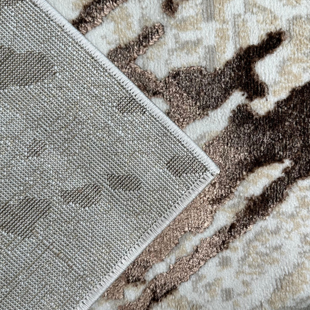 3" X 5" Ivory and Brown Abstract Area Rug