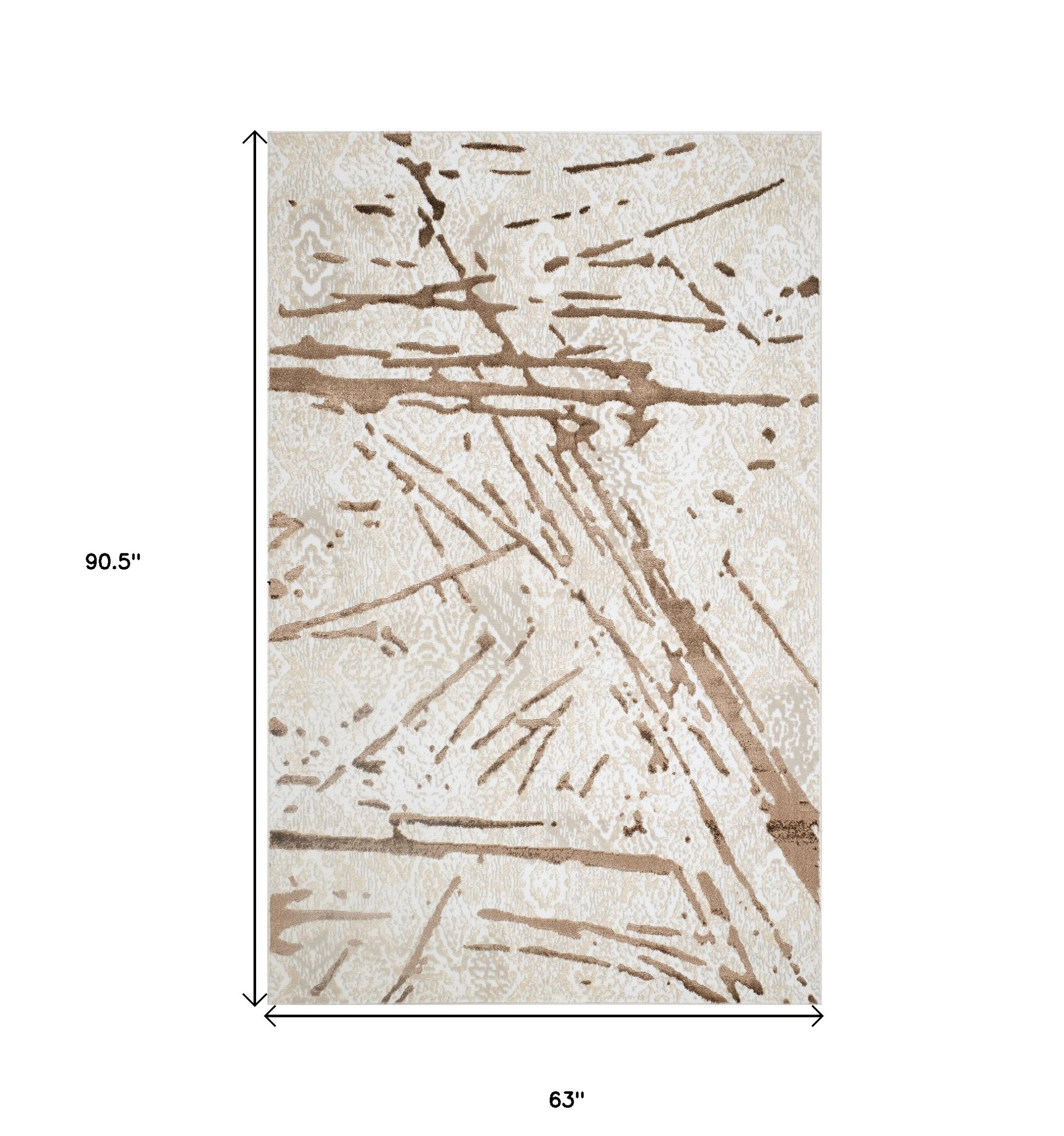 5" X 8" Ivory and Brown Abstract Area Rug