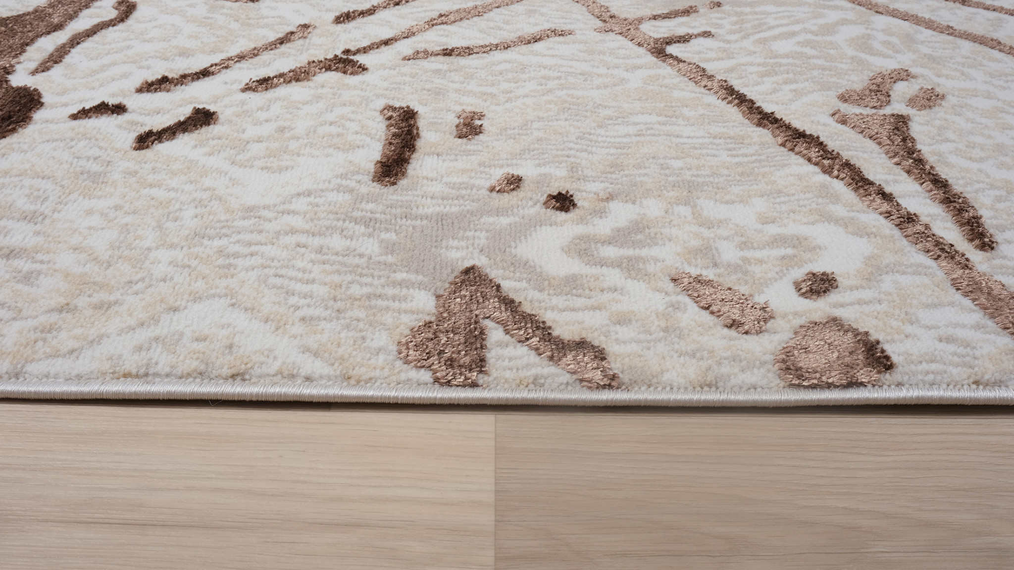 5" X 8" Ivory and Brown Abstract Area Rug