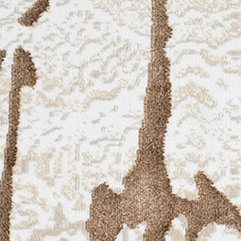 8" X 11" Ivory and Brown Abstract Area Rug