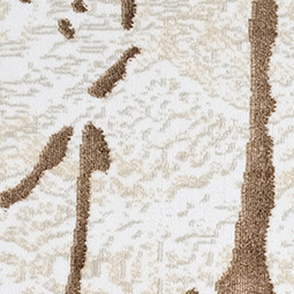 9" X 12" Ivory and Brown Abstract Area Rug