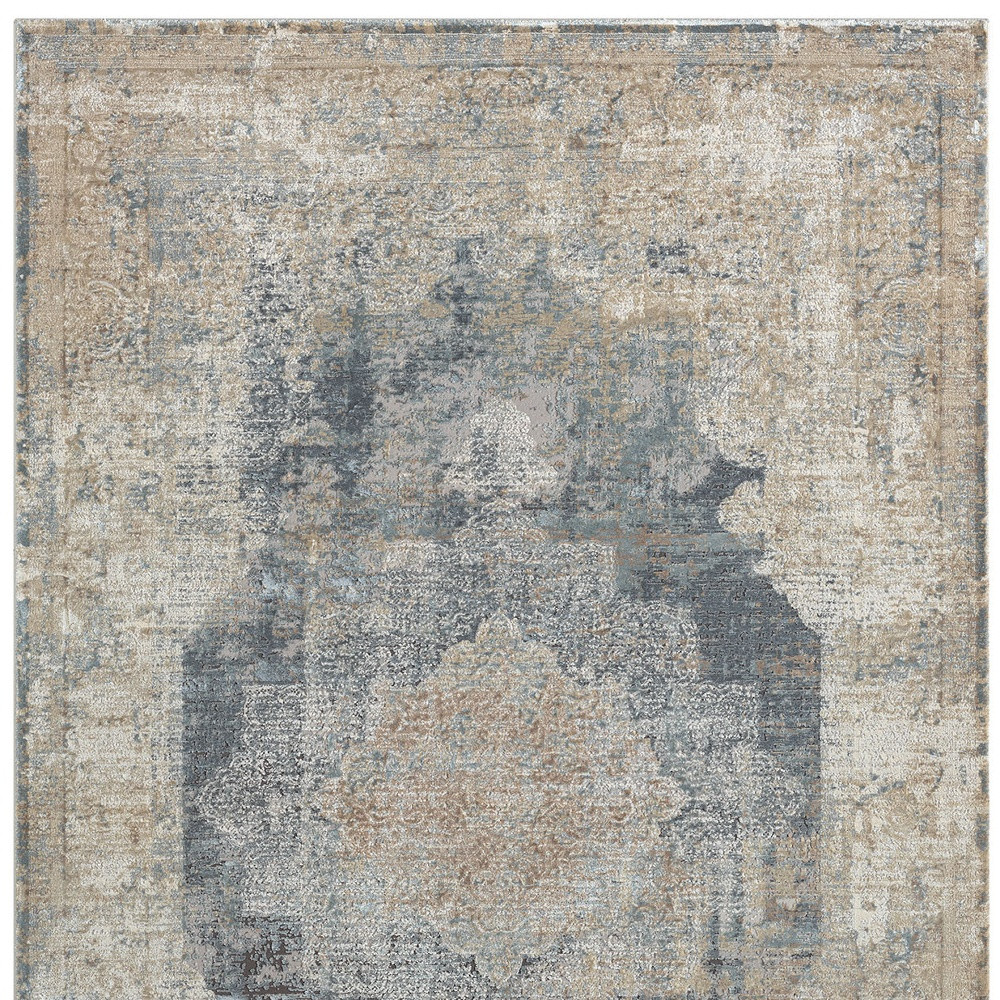 2" X 3" Beige and Gray Medallion Area Rug
