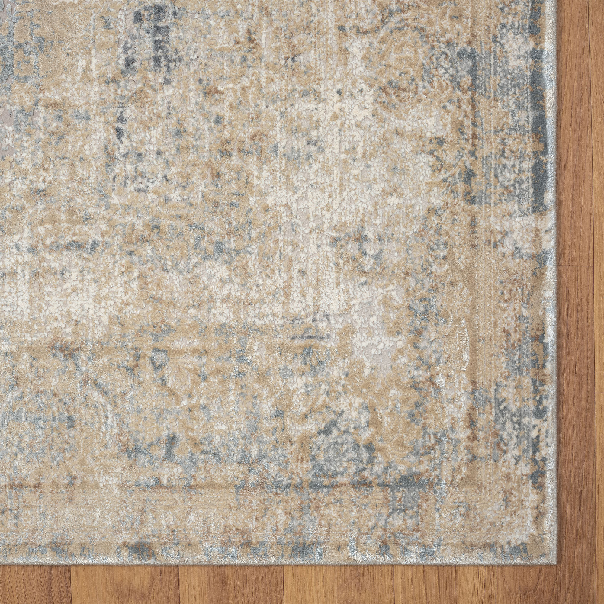 2" X 3" Beige and Gray Medallion Area Rug
