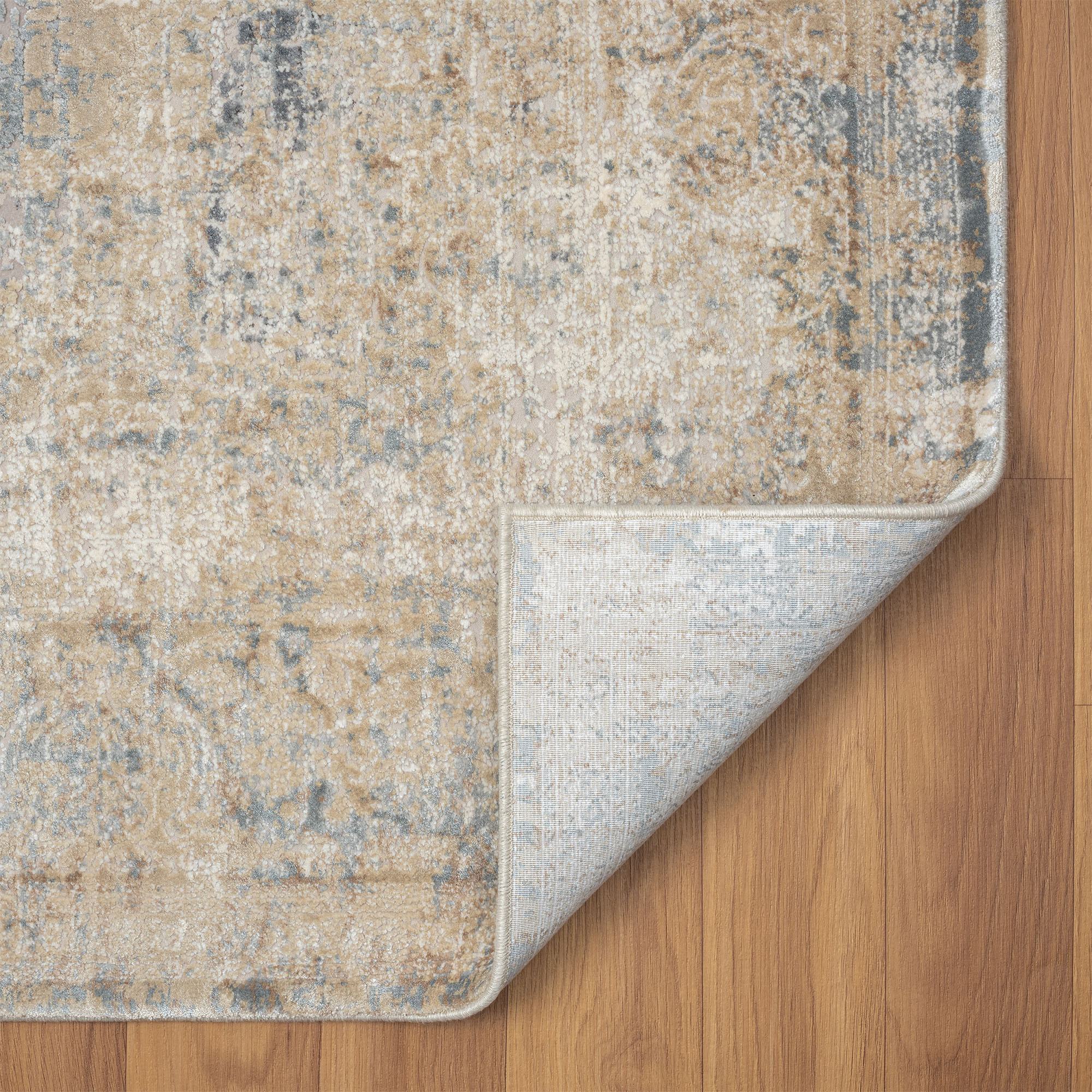2" X 3" Beige and Gray Medallion Area Rug