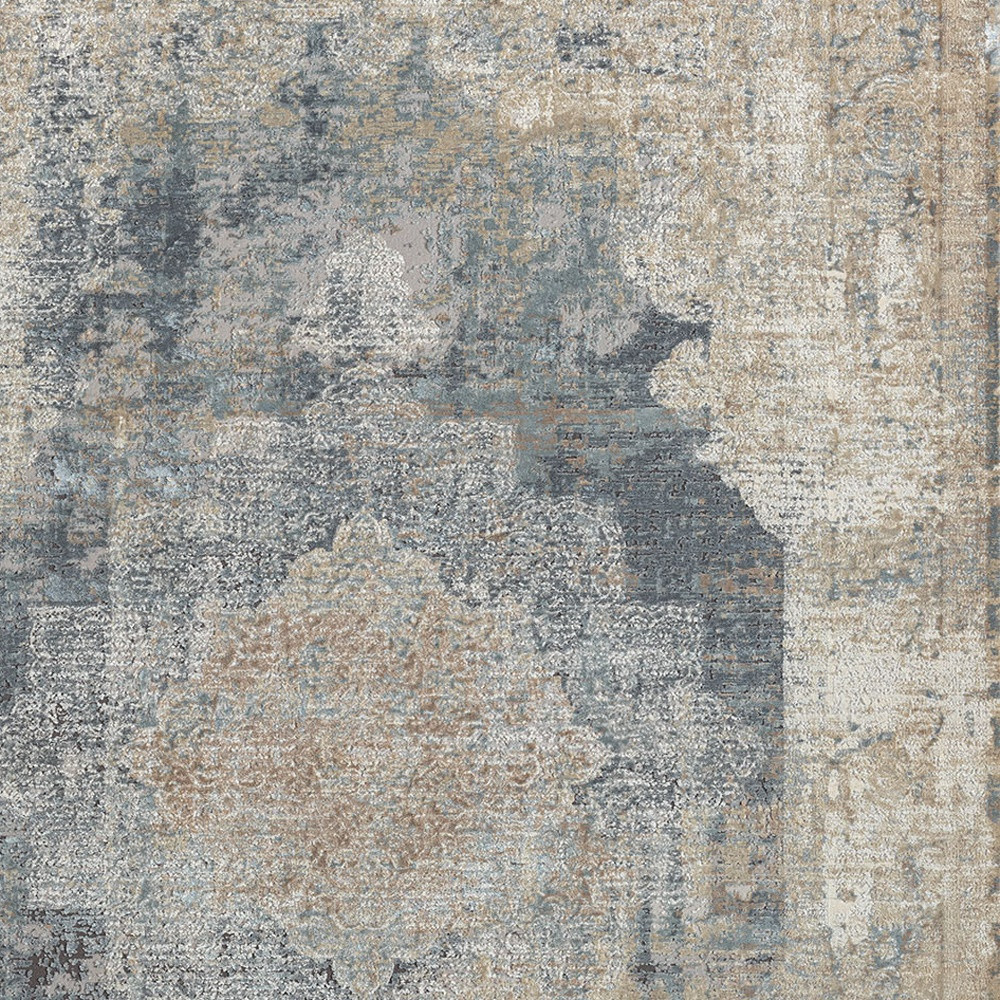 8" X 10" Beige and Gray Medallion Area Rug