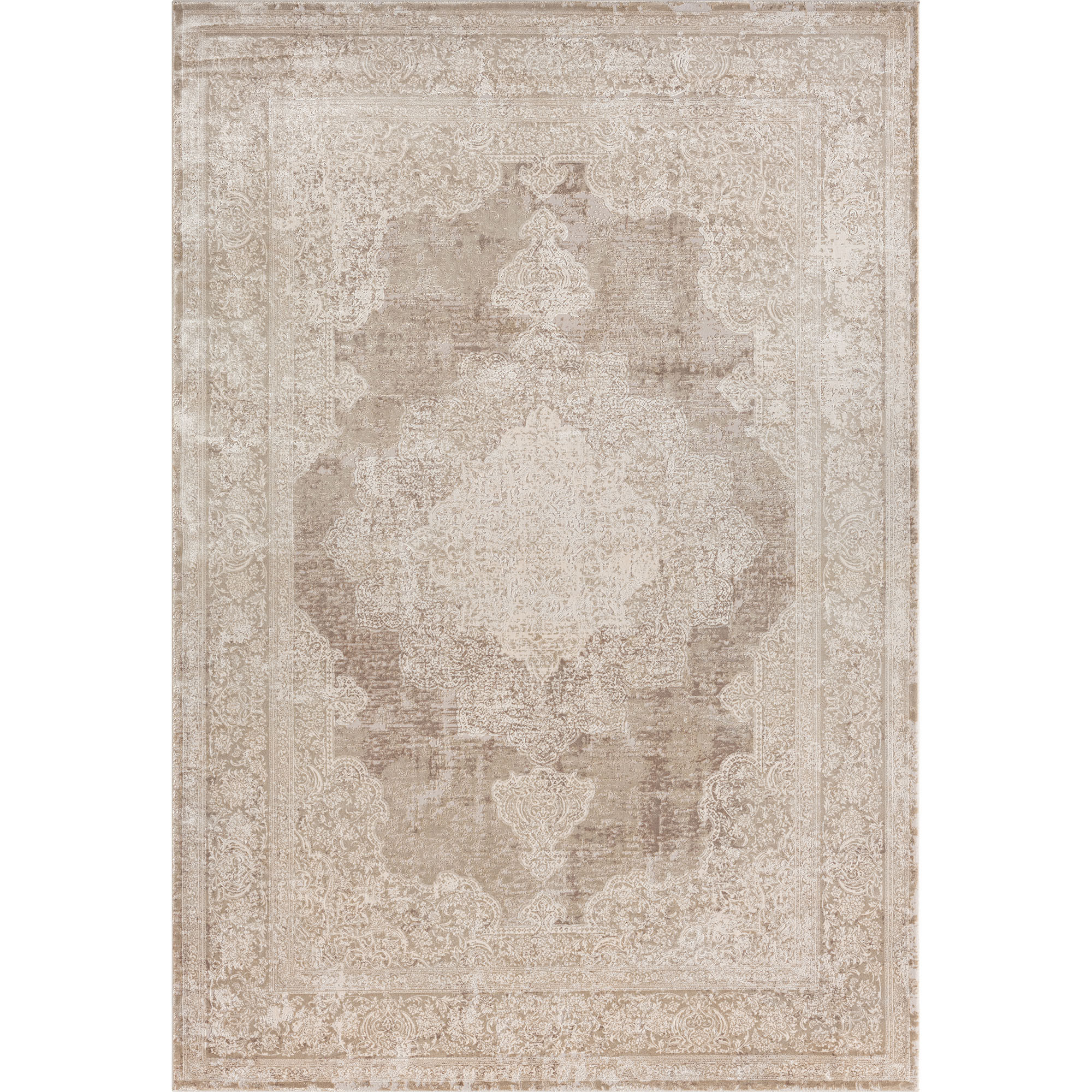 2" X 3" Beige and Ivory Medallion Area Rug