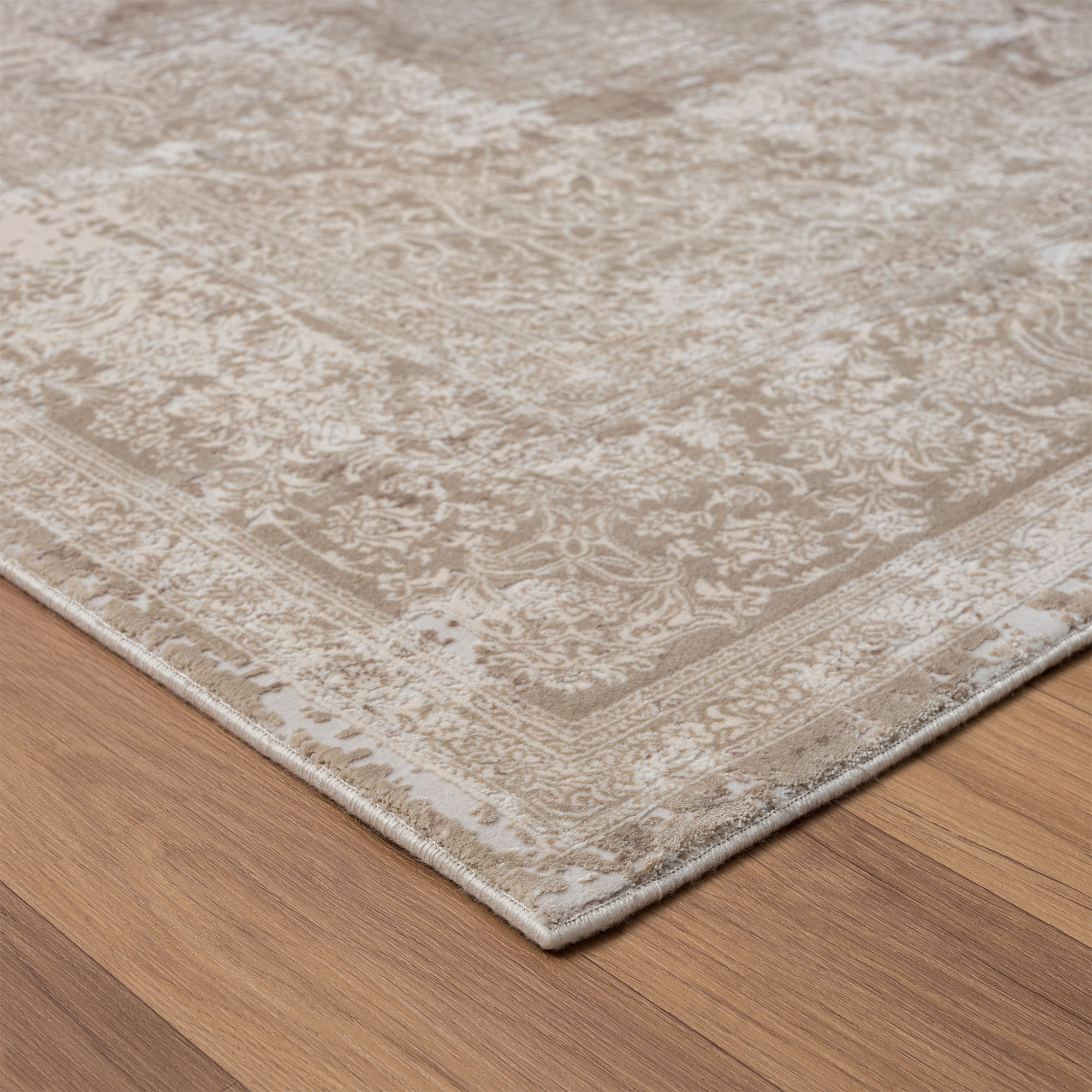 2" X 3" Beige and Ivory Medallion Area Rug