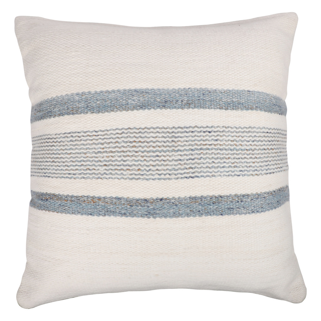 20" Blue and White Striped Throw Pillow