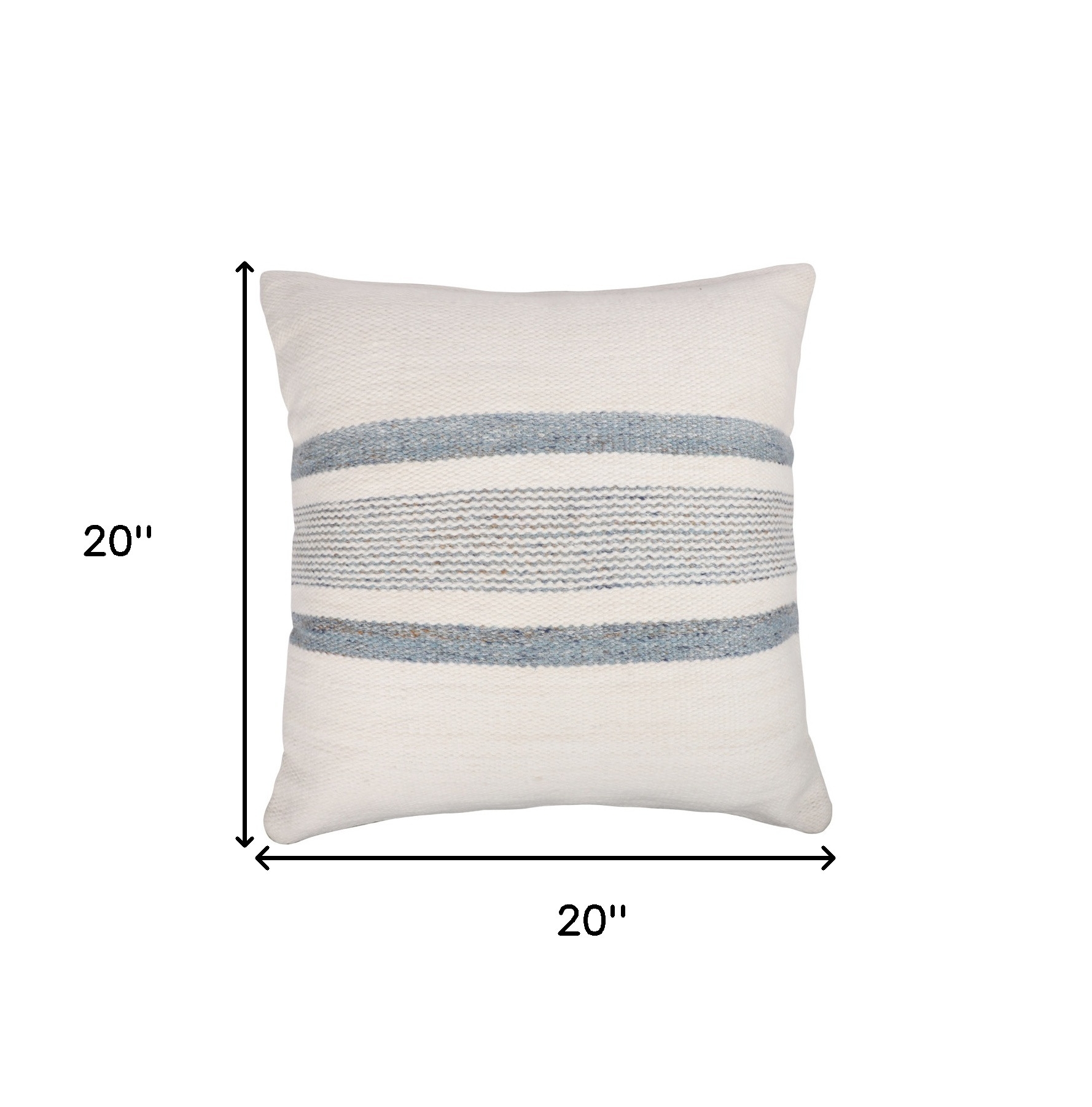 20" Blue and White Striped Throw Pillow