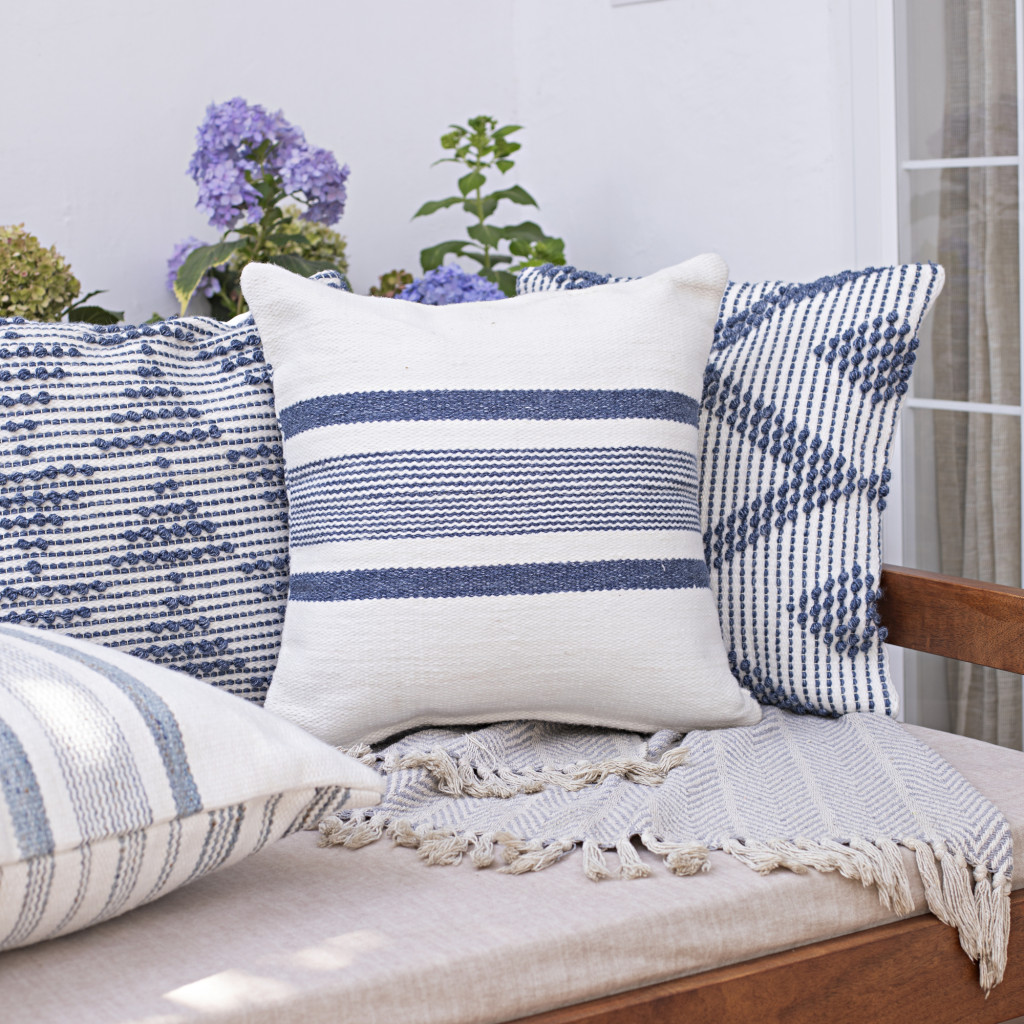 20" Blue Geometric Throw Pillow