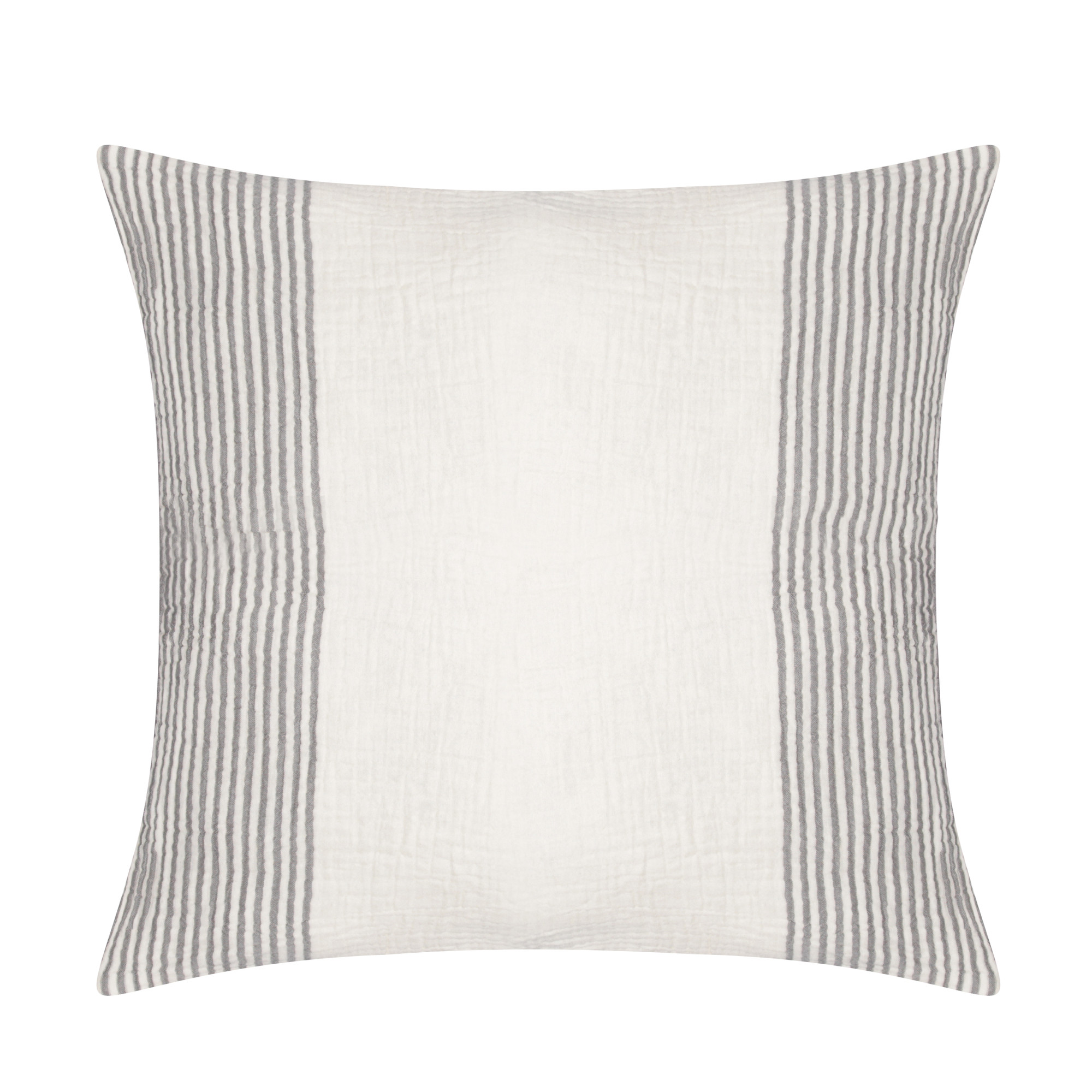22" Gray and Ivory Striped Cotton Throw Pillow